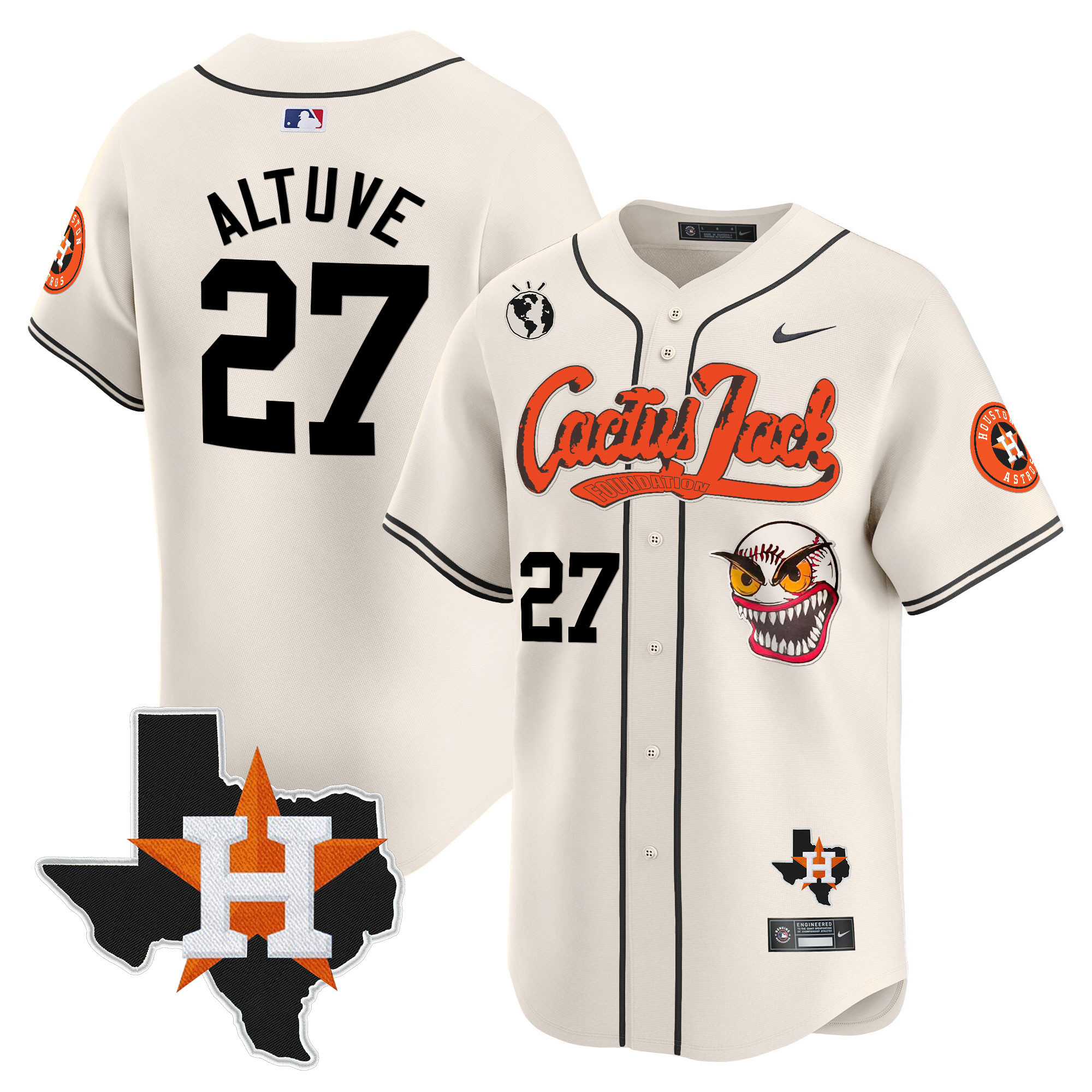 Men's Houston Astros Cactus Jack Patch Vapor Premier Limited Jersey V12 - All Stitched - Image 12