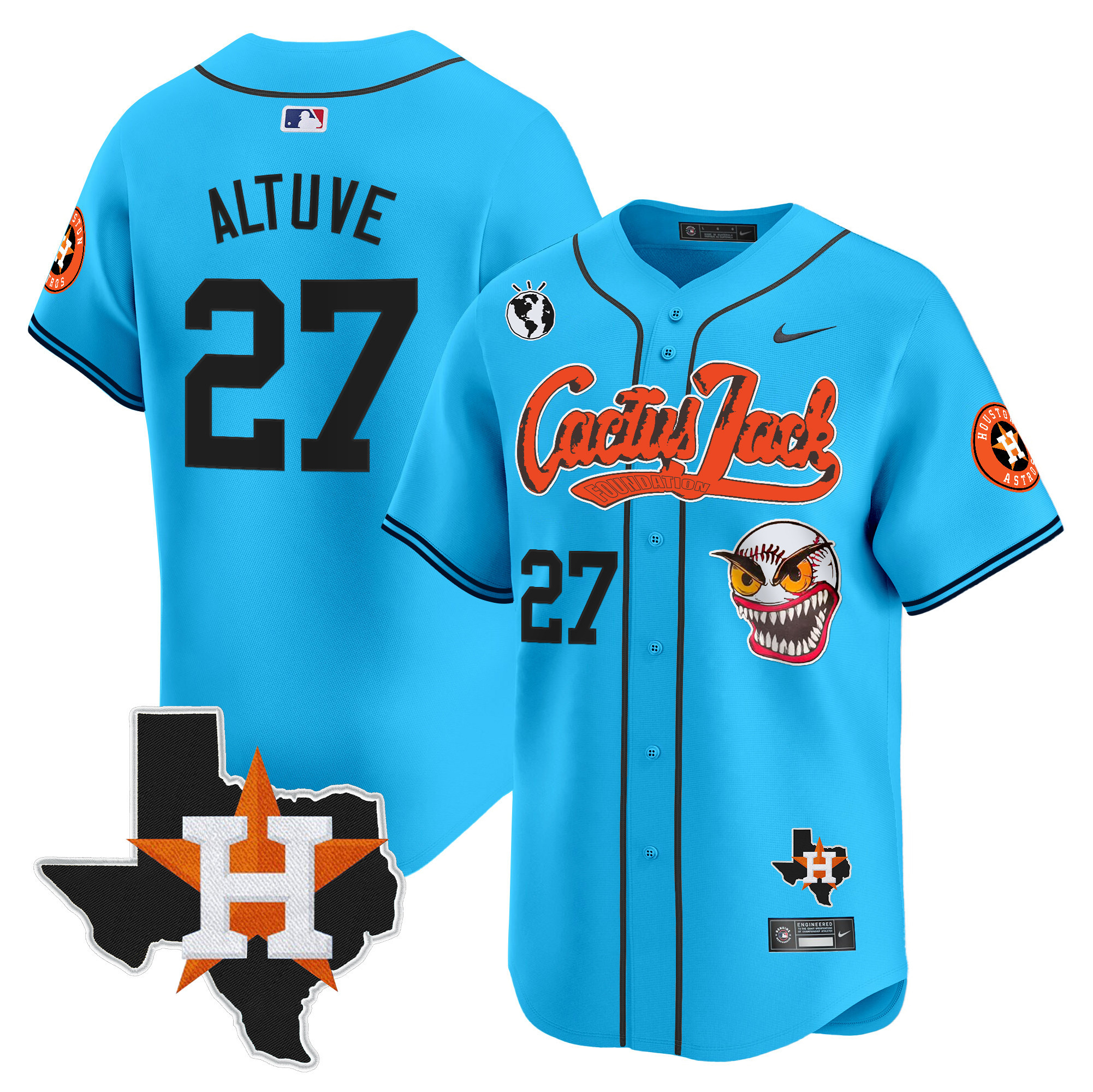 Men's Houston Astros Cactus Jack Patch Vapor Premier Limited Jersey V12 - All Stitched - Image 3