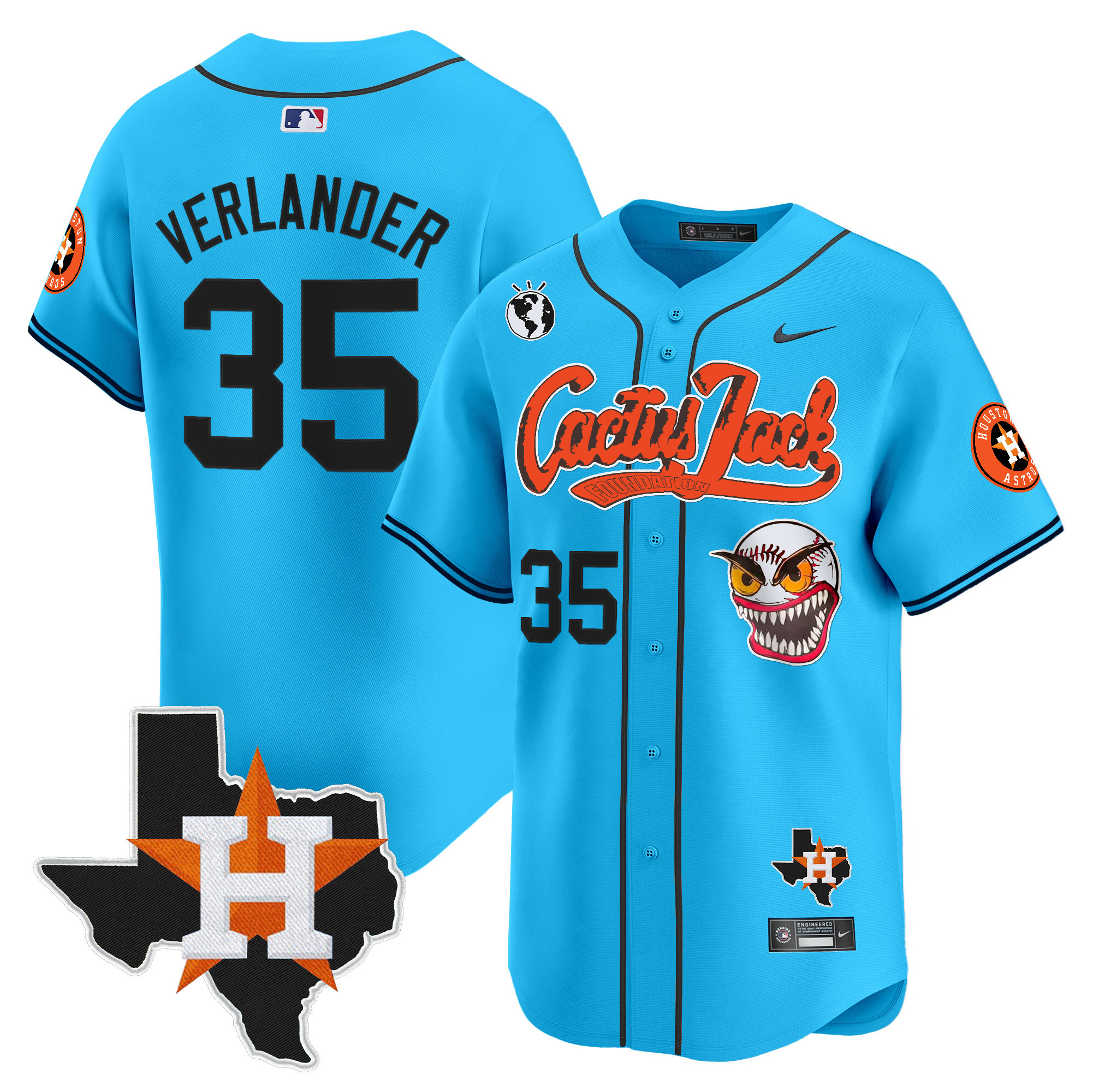 Men's Houston Astros Cactus Jack Patch Vapor Premier Limited Jersey V12 - All Stitched - Image 7