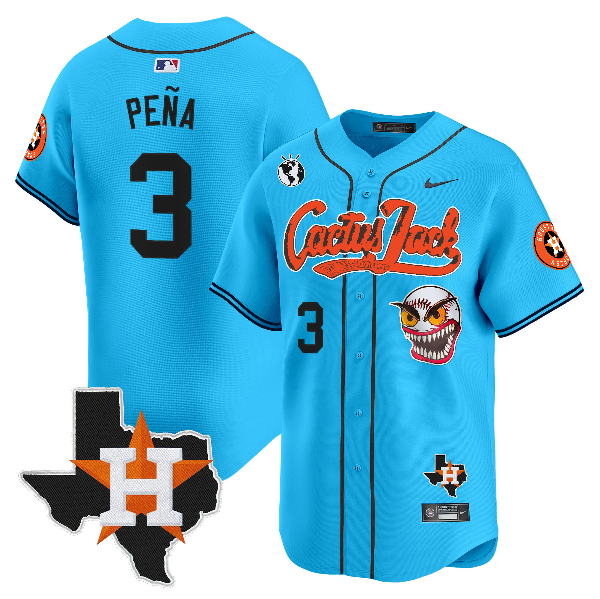 Men's Houston Astros Cactus Jack Patch Vapor Premier Limited Jersey V12 - All Stitched - Image 4