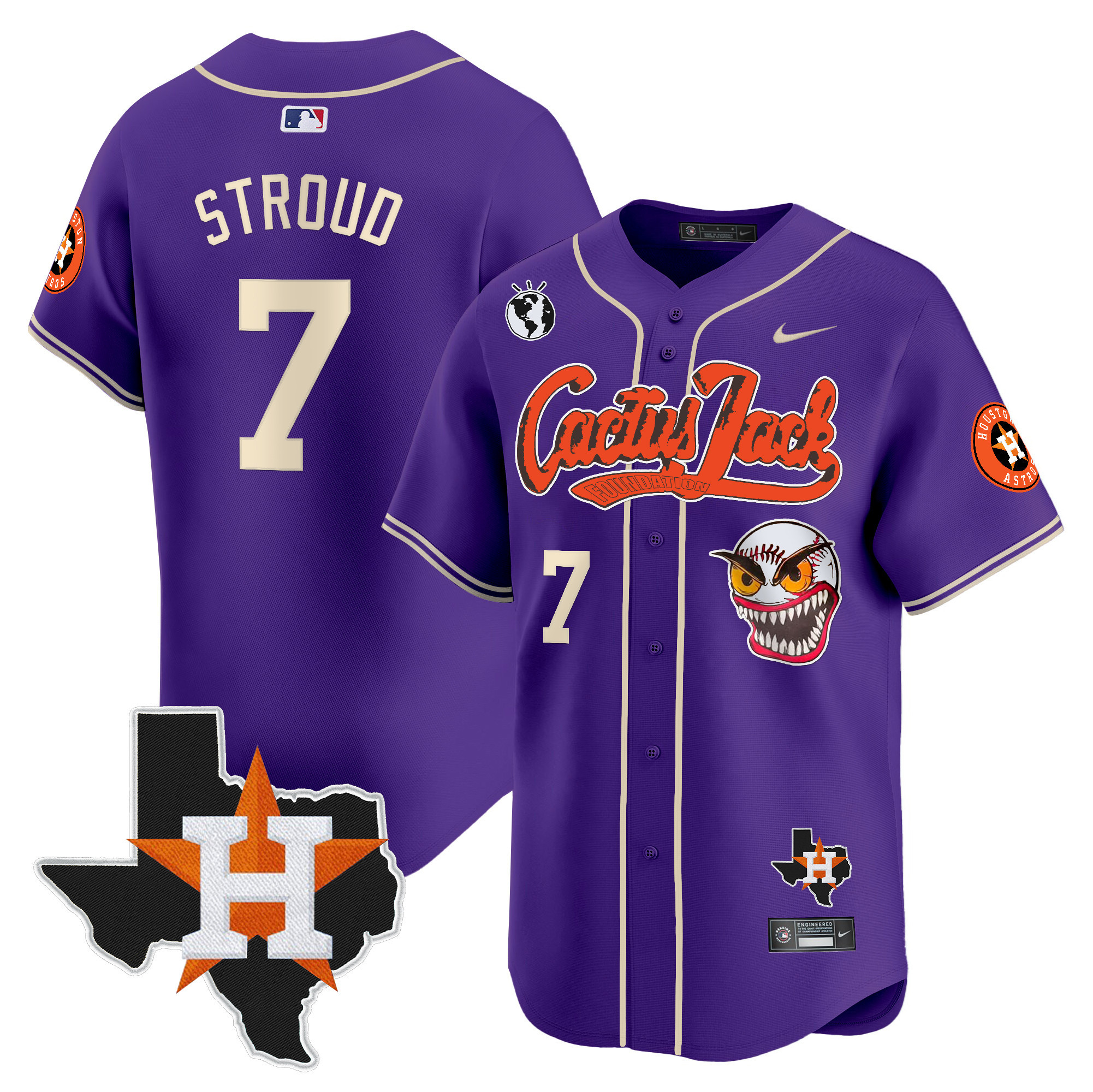 Men's Houston Astros Cactus Jack Patch Vapor Premier Limited Jersey V12 - All Stitched - Image 28