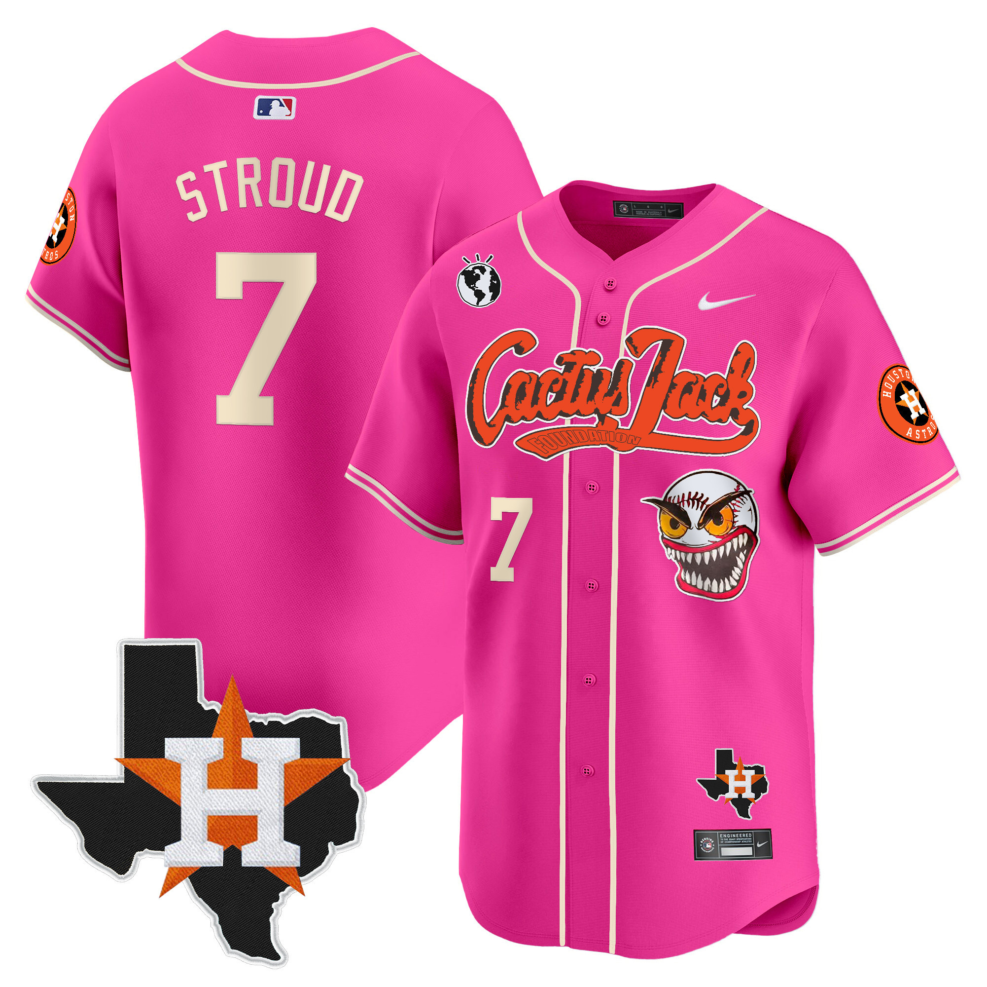 Men's Houston Astros Cactus Jack Patch Vapor Premier Limited Jersey V12 - All Stitched - Image 37