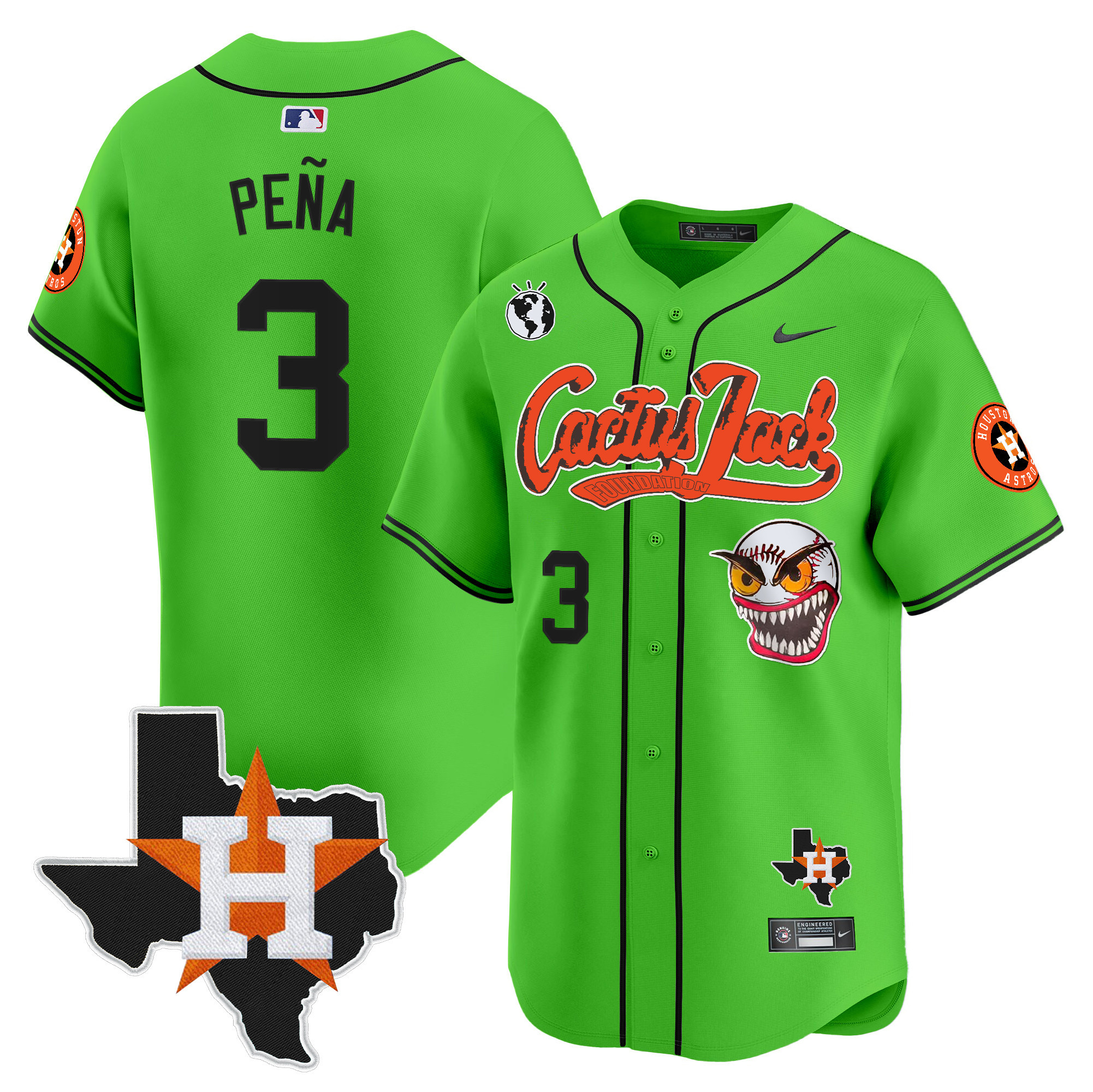 Men's Houston Astros Cactus Jack Patch Vapor Premier Limited Jersey V12 - All Stitched - Image 22