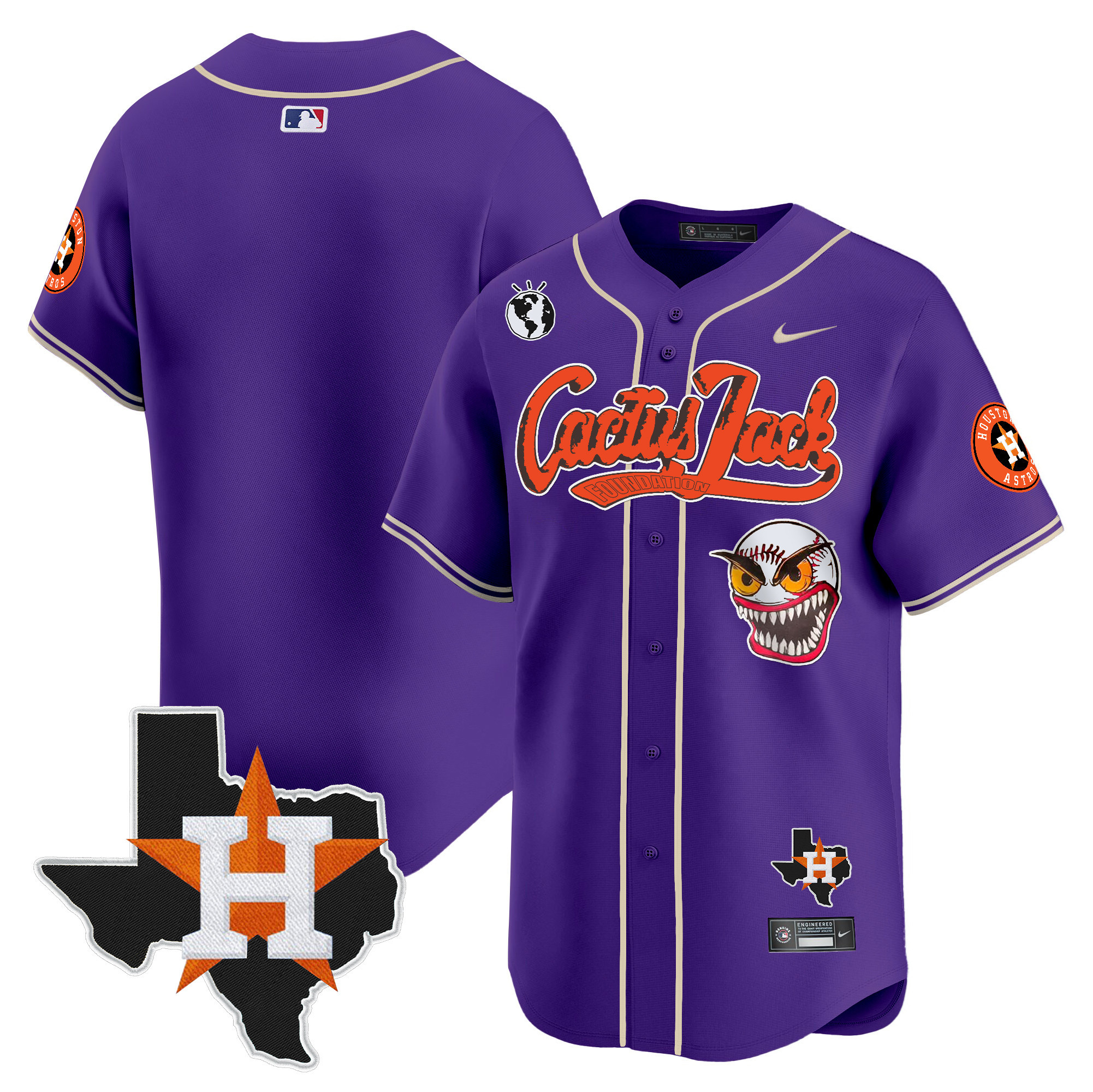 Men's Houston Astros Cactus Jack Patch Vapor Premier Limited Jersey V12 - All Stitched - Image 36