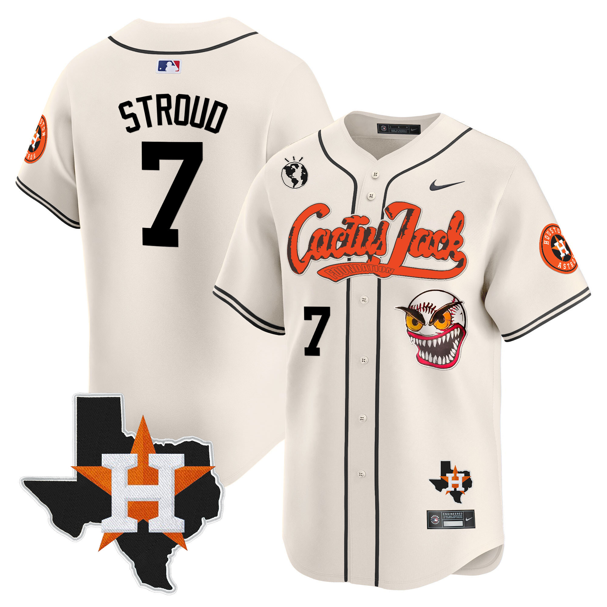 Men's Houston Astros Cactus Jack Patch Vapor Premier Limited Jersey V12 - All Stitched - Image 10