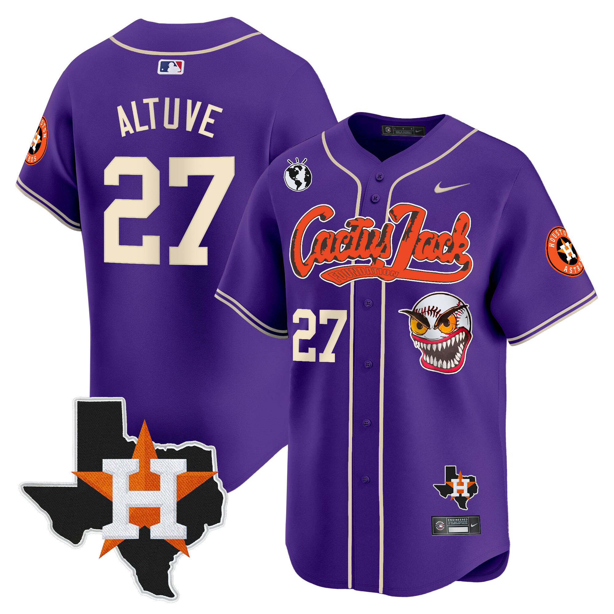 Men's Houston Astros Cactus Jack Patch Vapor Premier Limited Jersey V12 - All Stitched - Image 30