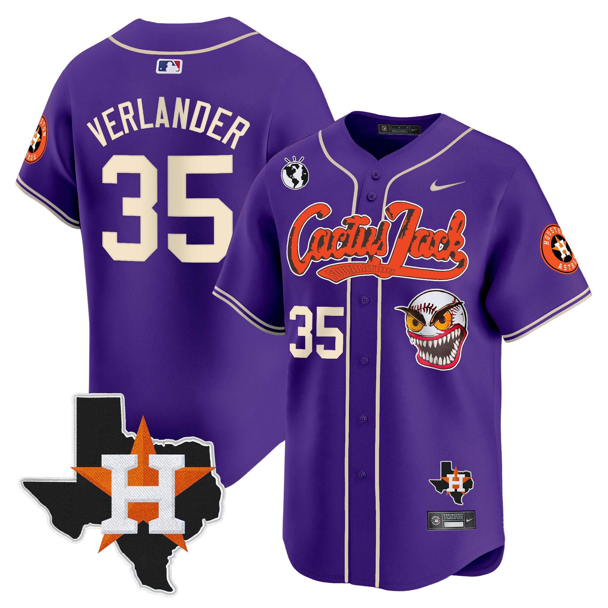 Men's Houston Astros Cactus Jack Patch Vapor Premier Limited Jersey V12 - All Stitched - Image 34