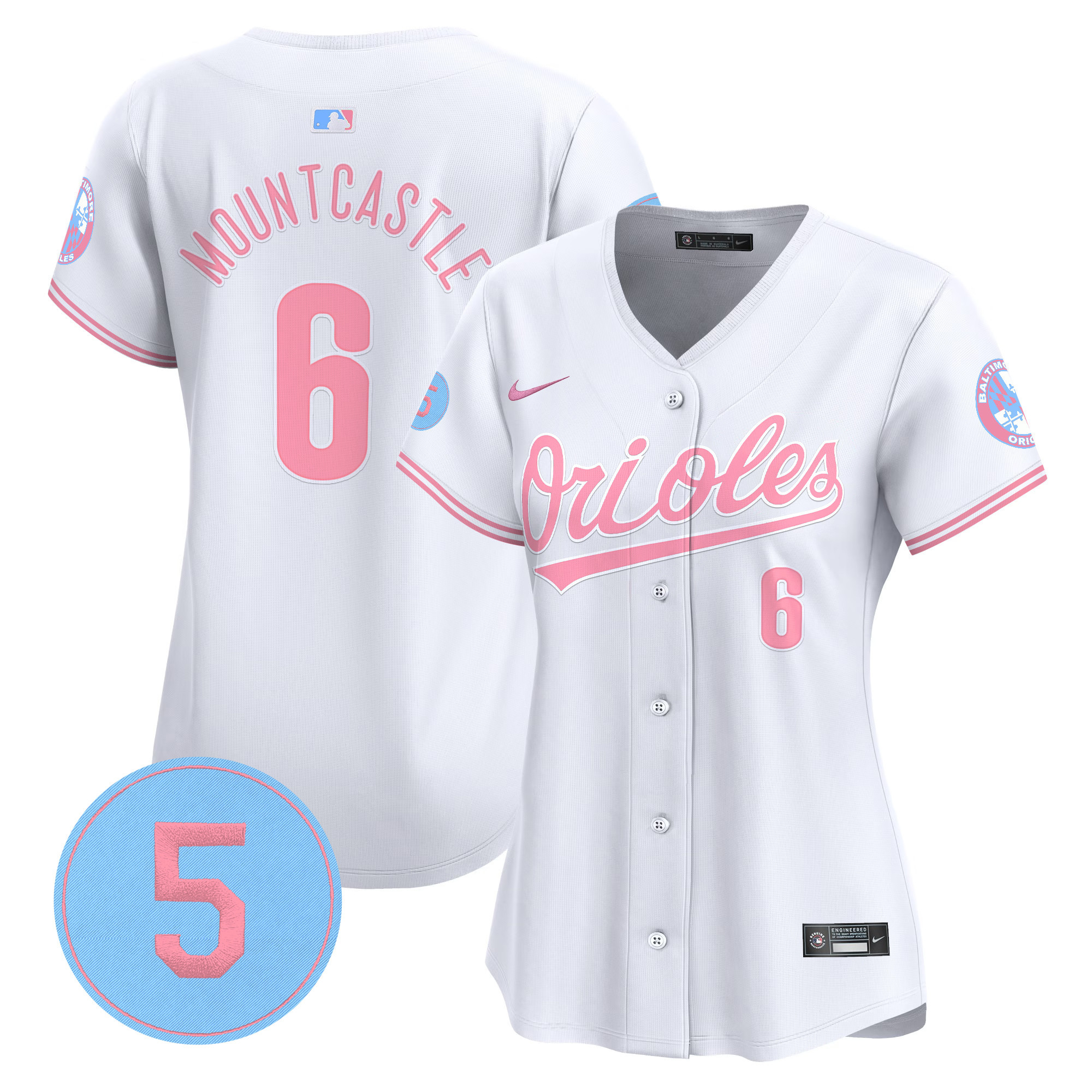Women’s Orioles Bubblegum Pink Robinson Patch Vapor Premier Limited Jersey - All Stitched - Image 3