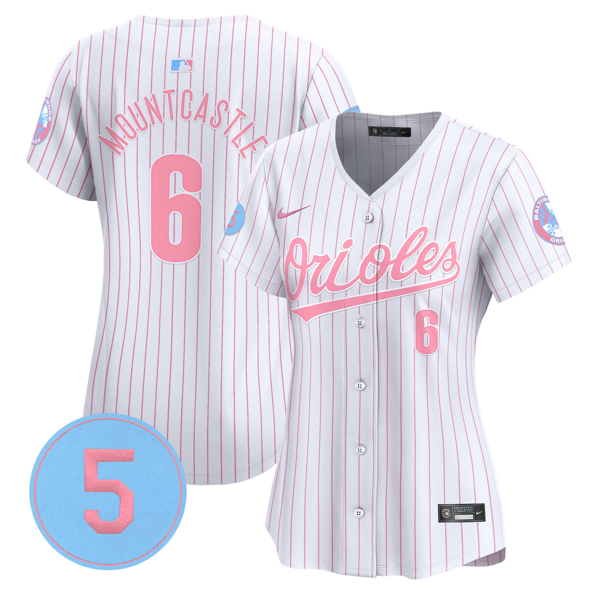 Women’s Orioles Bubblegum Pink Robinson Patch Vapor Premier Limited Jersey - All Stitched - Image 27