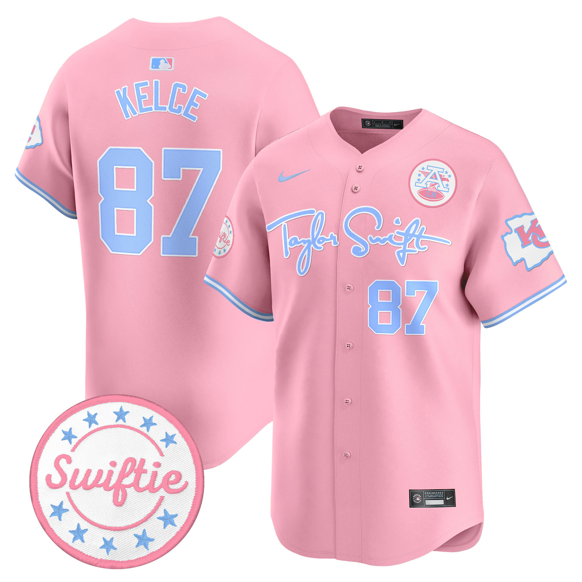 Unisex Chiefs Taylor Swift Bubblegum Pink Vapor Premier Limited Jersey - All Stitched - Image 3