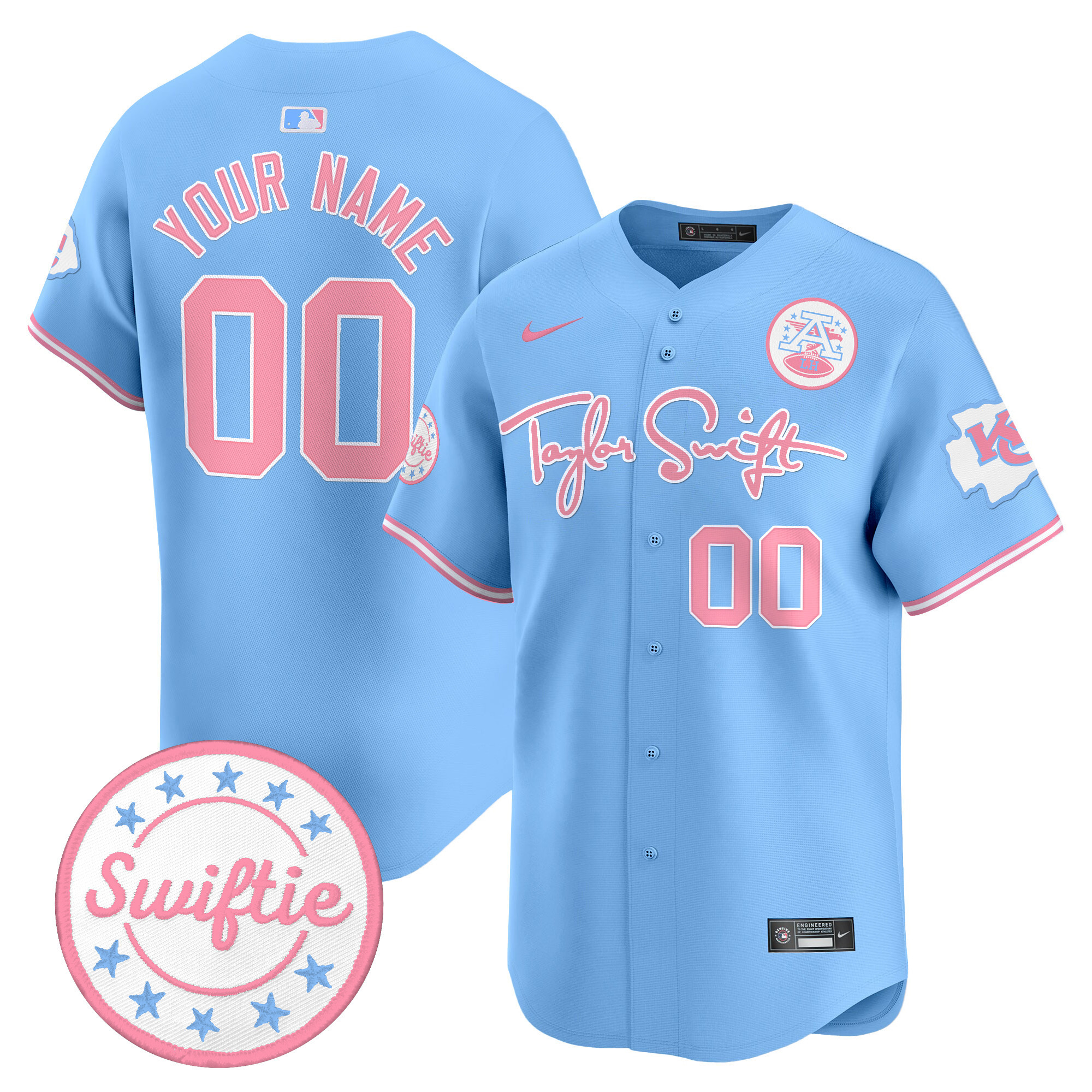 Chiefs Taylor Swift Bubblegum Pink Vapor Premier Limited Custom Jersey - All Stitched - Image 2