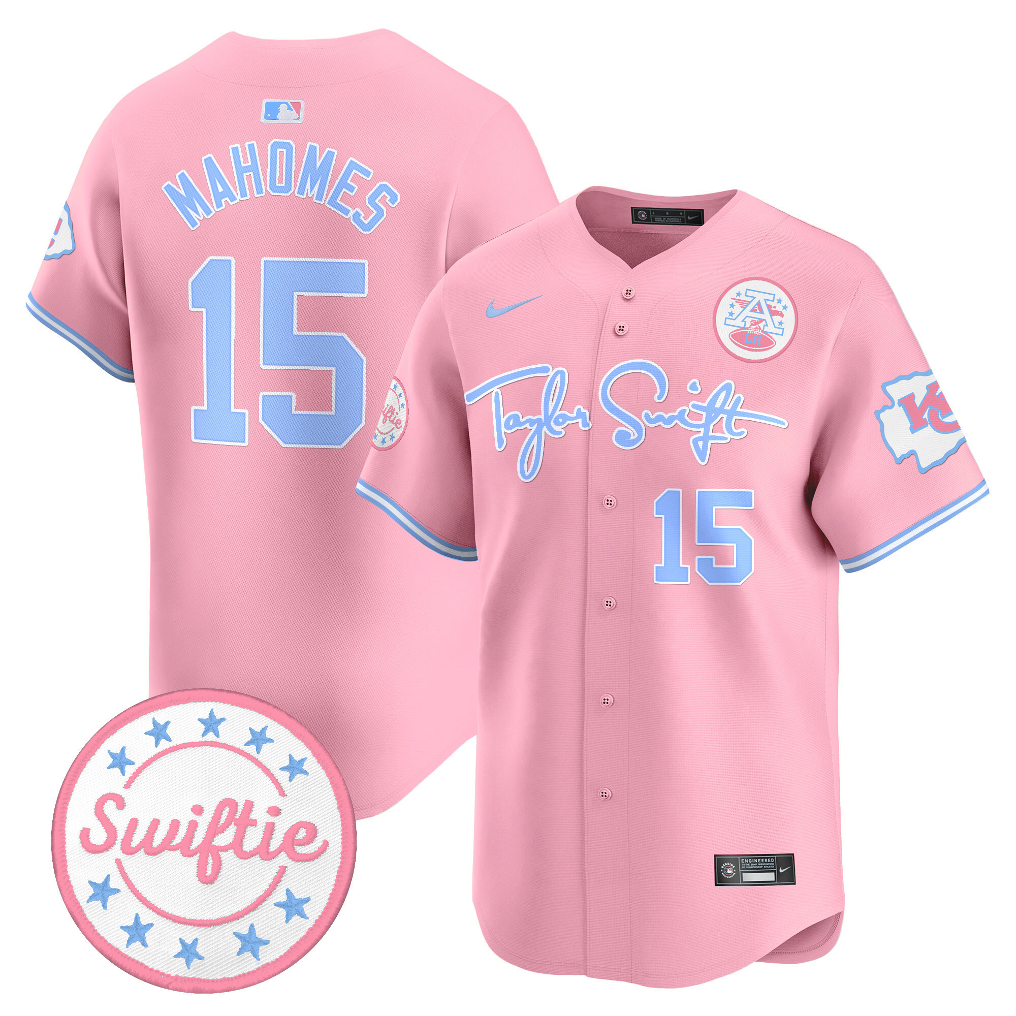 Unisex Chiefs Taylor Swift Bubblegum Pink Vapor Premier Limited Jersey - All Stitched - Image 2
