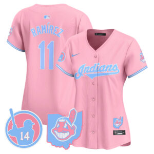 Women's Cleveland Indians Larry Doby Bubblegum Pink Vapor Premier Limited Jersey - All Stitched