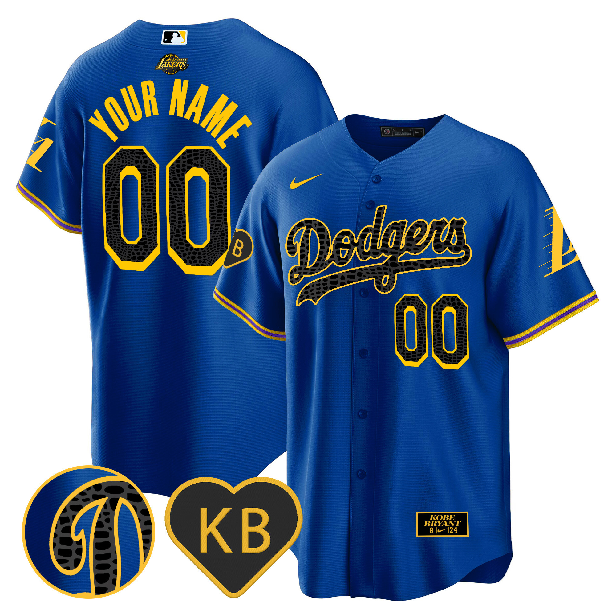 Dodgers 2024 Mamba Baseball Custom Jersey - All Stitched - Image 3
