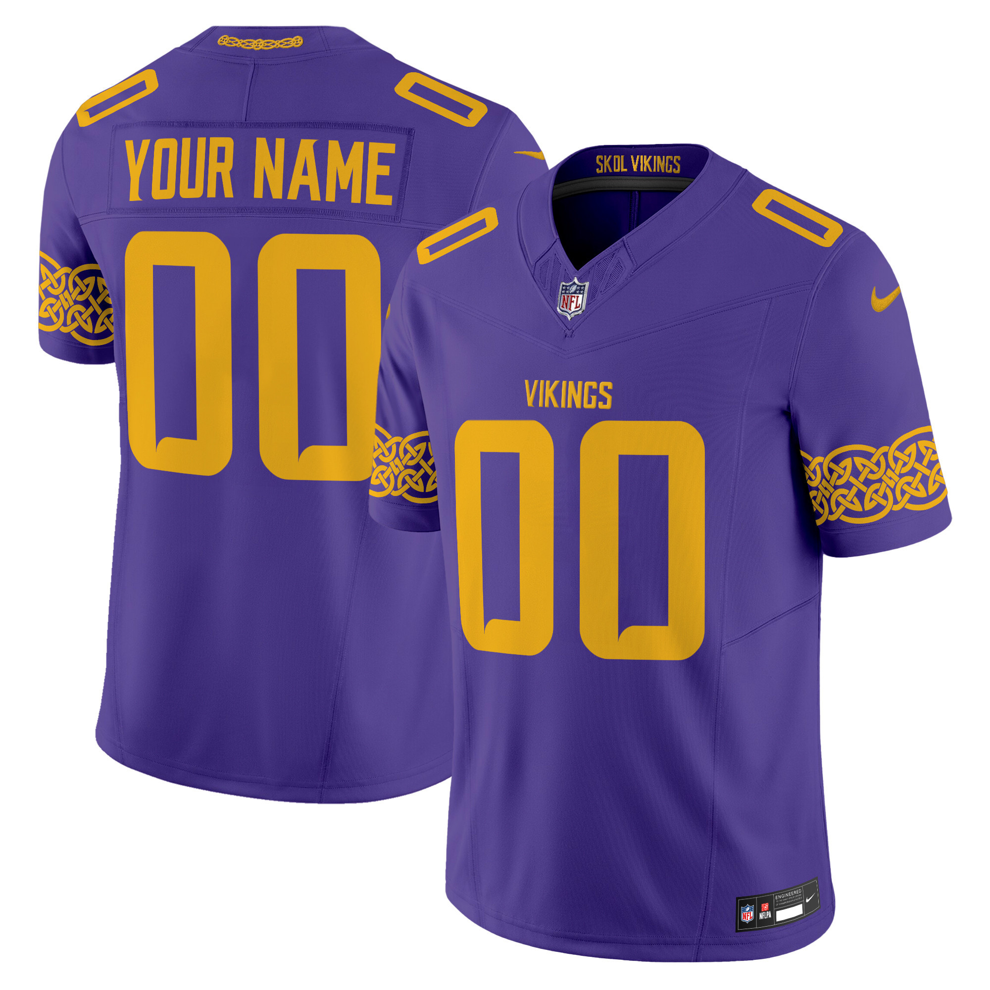 Minnesota Vikings Nordic Pattern Vapor Limited Custom Jersey - All Stitched
