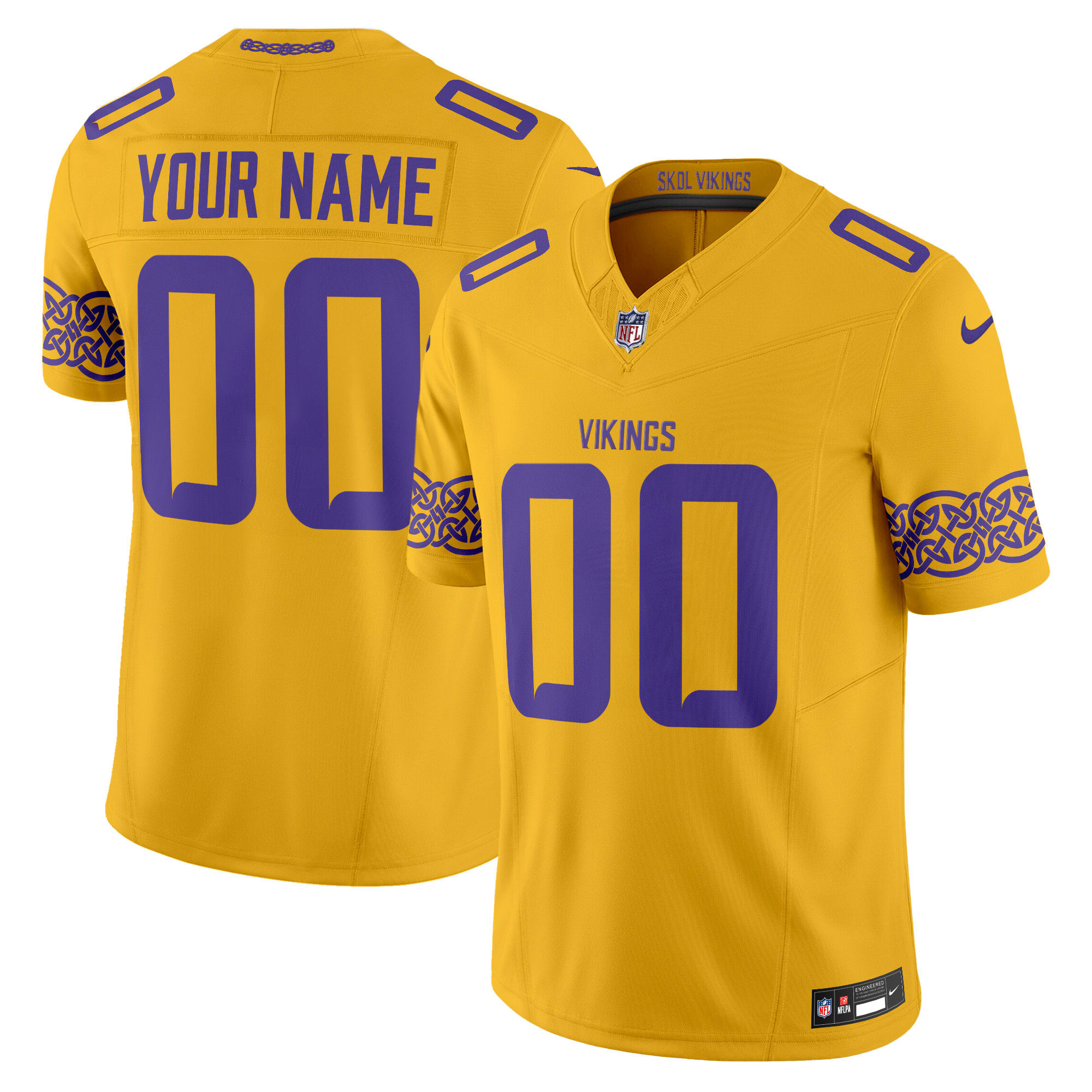 Minnesota Vikings Nordic Pattern Vapor Limited Custom Jersey - All Stitched - Image 3