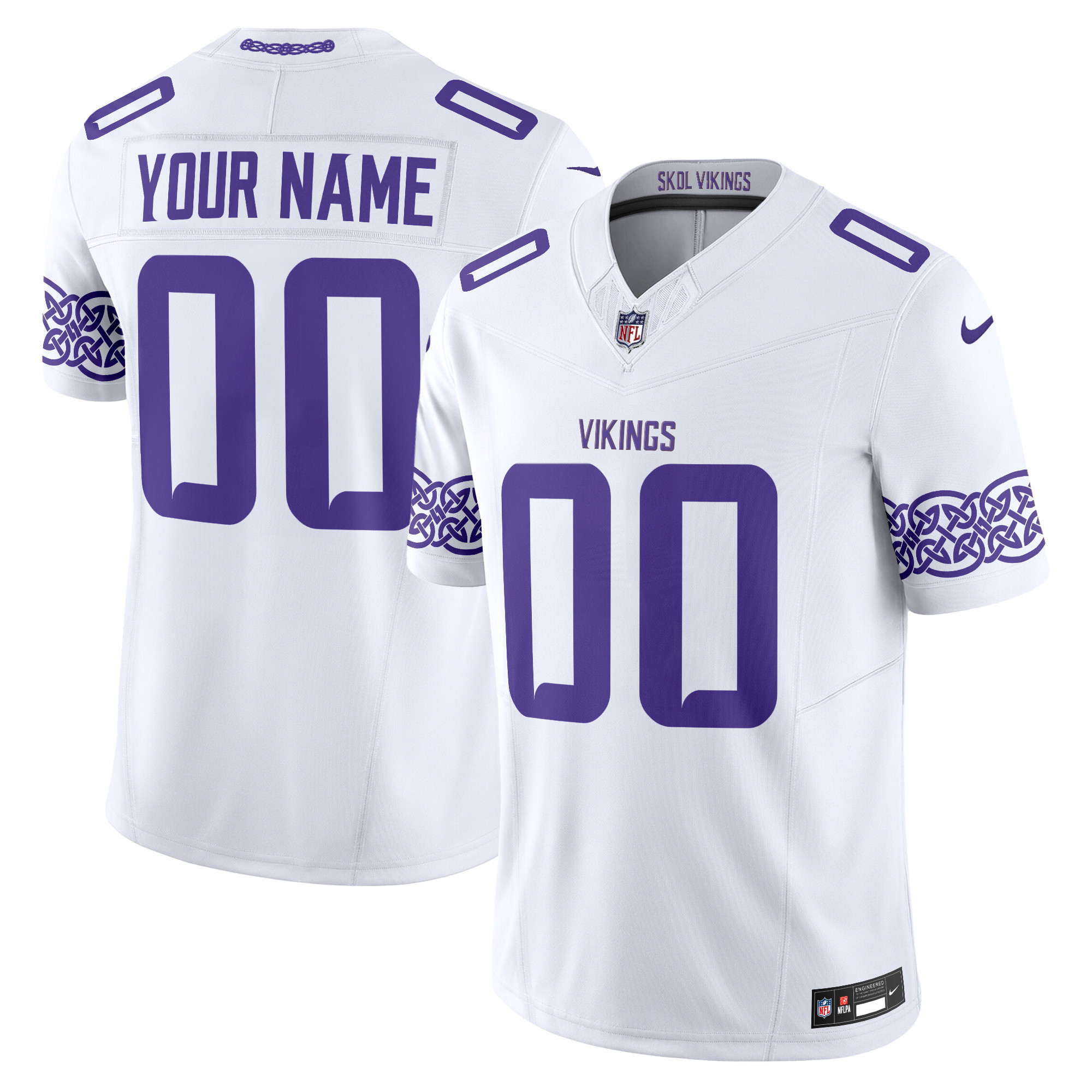 Minnesota Vikings Nordic Pattern Vapor Limited Custom Jersey - All Stitched - Image 2