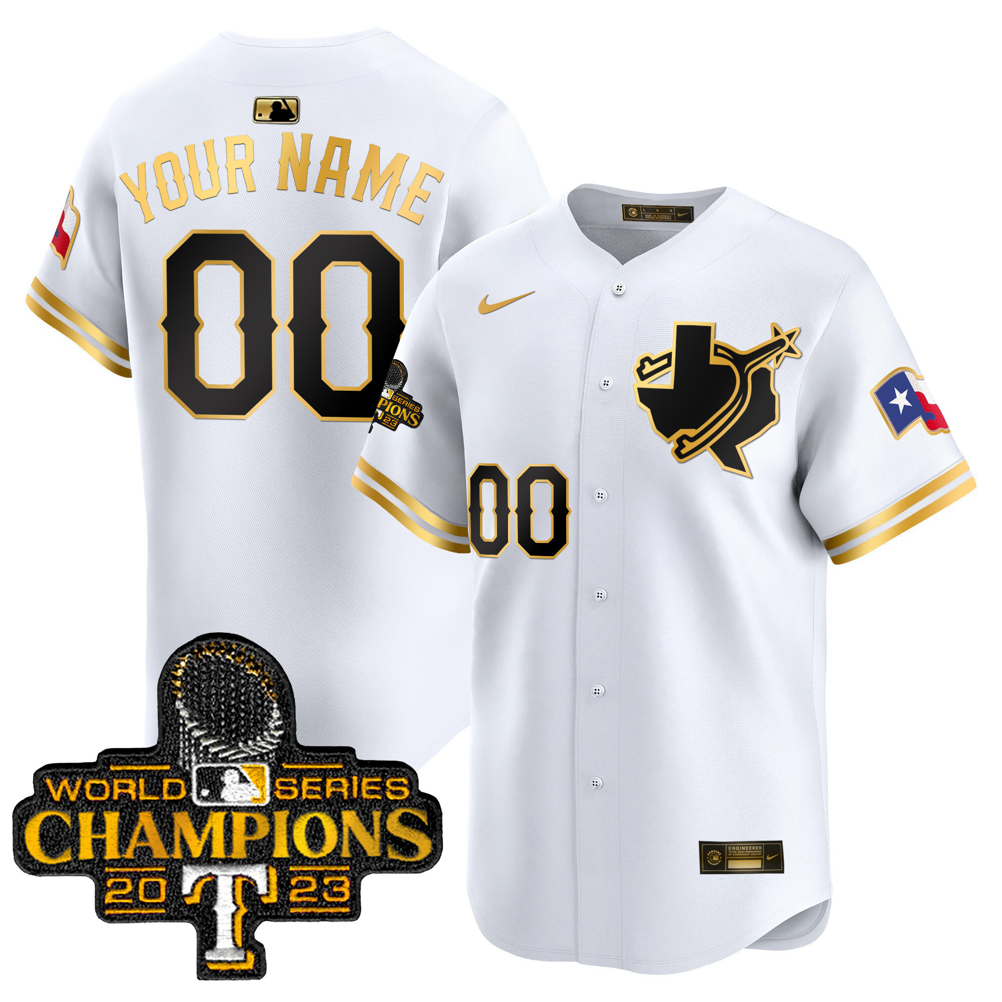 Texas Rangers World Series Champions Vapor Premier Limited Custom Jersey V3 - All Stitched - Image 2