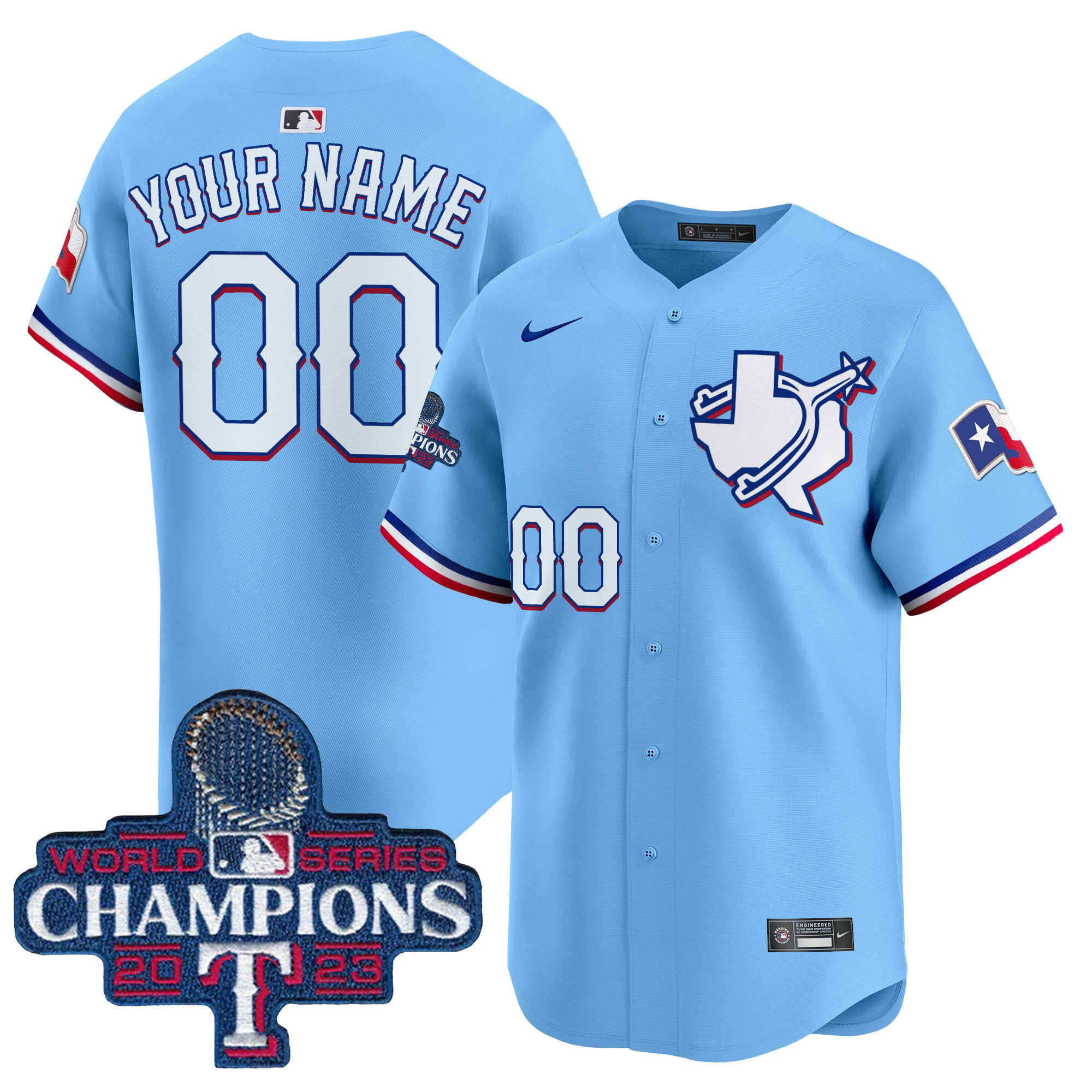 Texas Rangers World Series Champions Vapor Premier Limited Custom Jersey V3 - All Stitched - Image 5