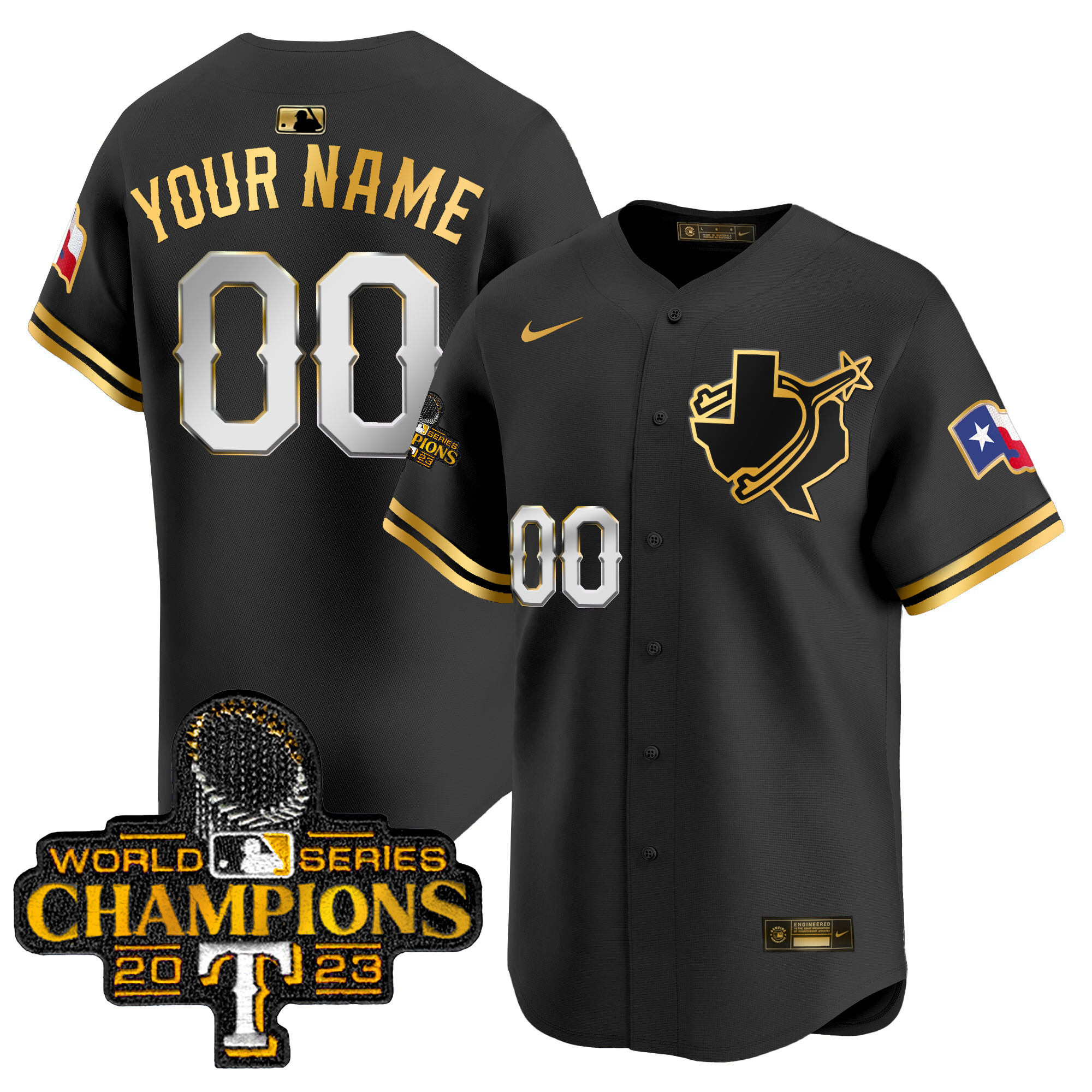 Texas Rangers World Series Champions Vapor Premier Limited Custom Jersey V3 - All Stitched