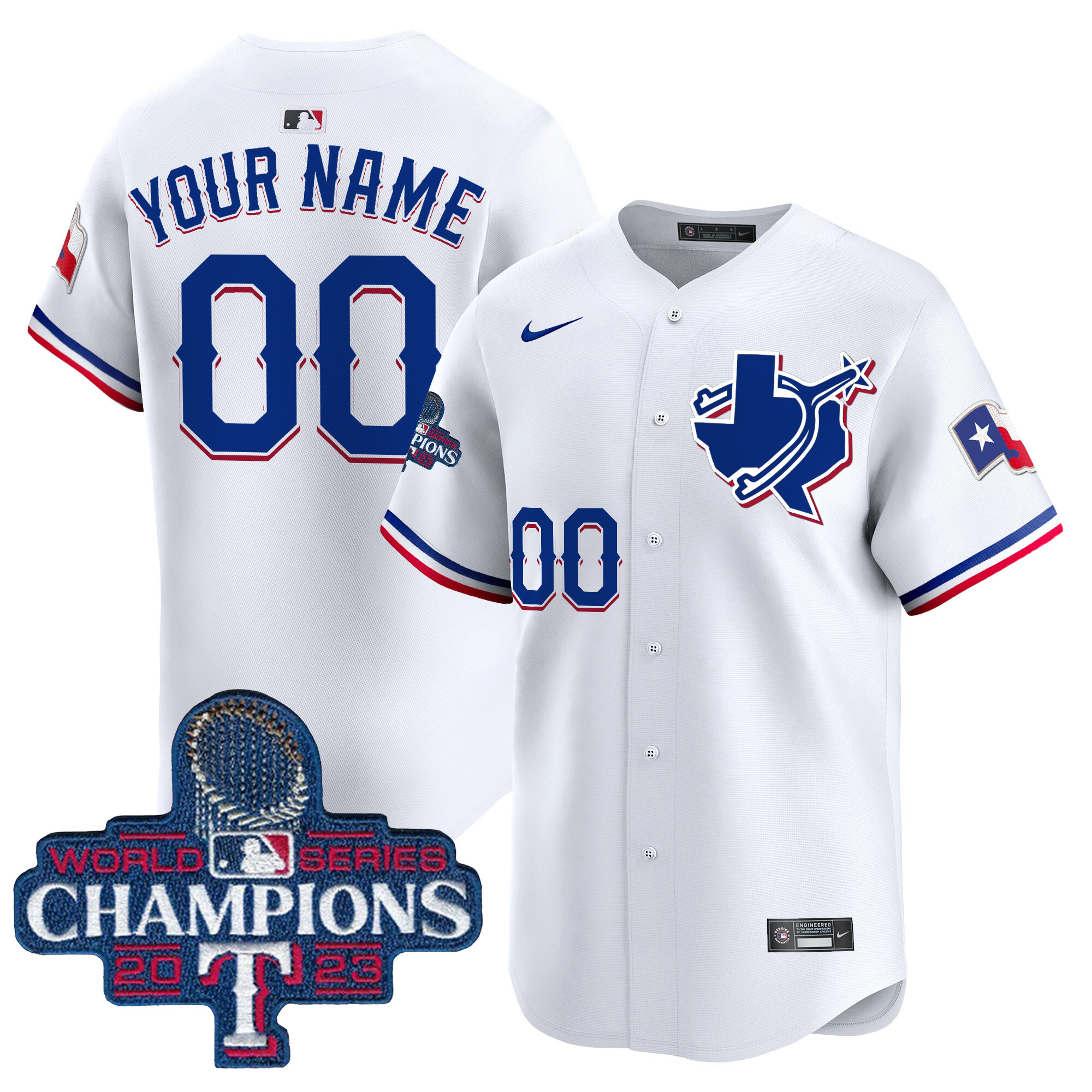 Texas Rangers World Series Champions Vapor Premier Limited Custom Jersey V3 - All Stitched - Image 3