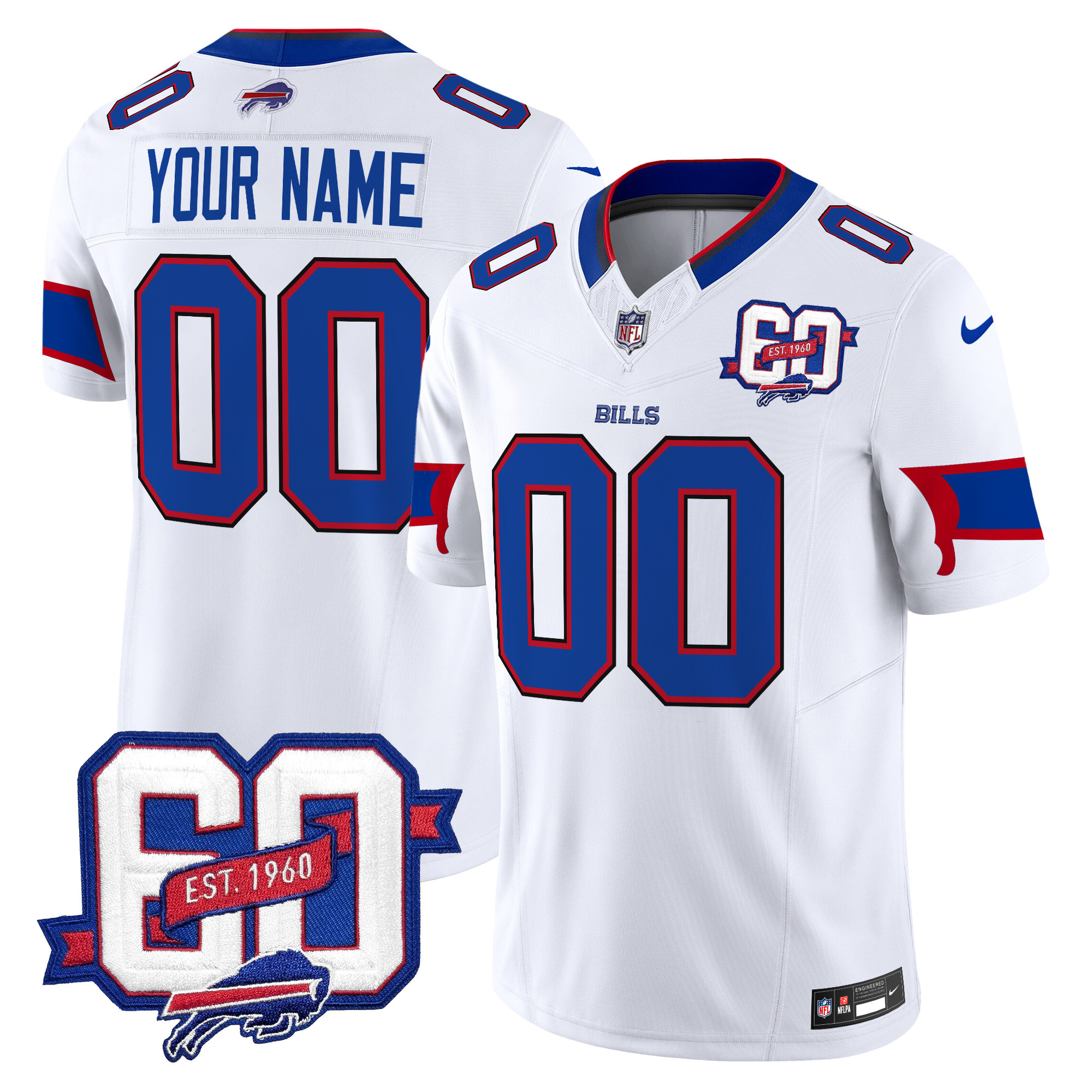 Bills 60th Anniversary Patch Vapor Limited Custom Jersey - All Stitched - Image 3
