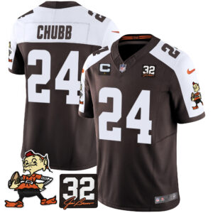 Men's Browns #32 Jim Brown Memorial Patch Vapor Limited Jersey V2 - All Stitched