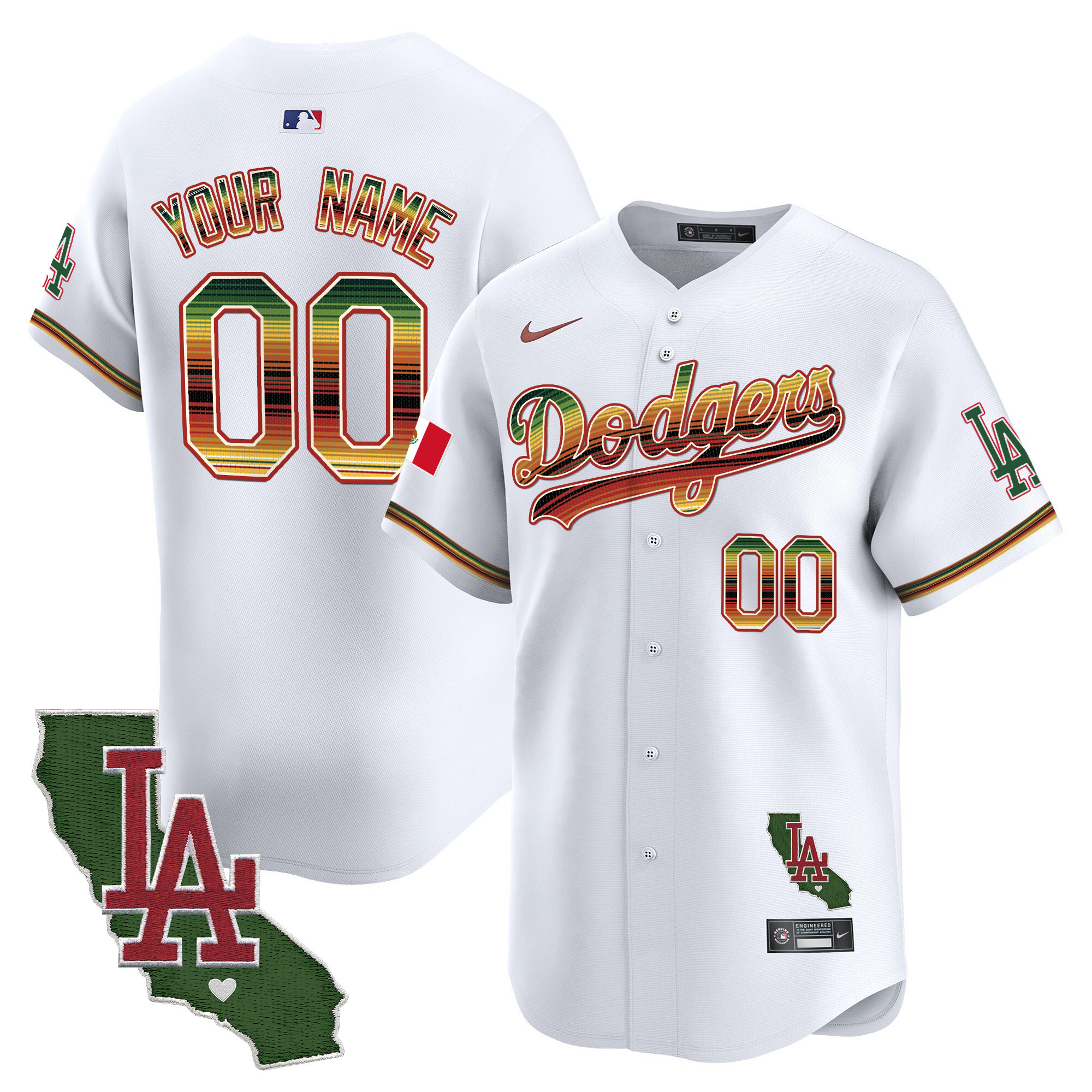 Dodgers Mexico Traditional Style Vapor Premier Limited Custom Jersey - All Stitched