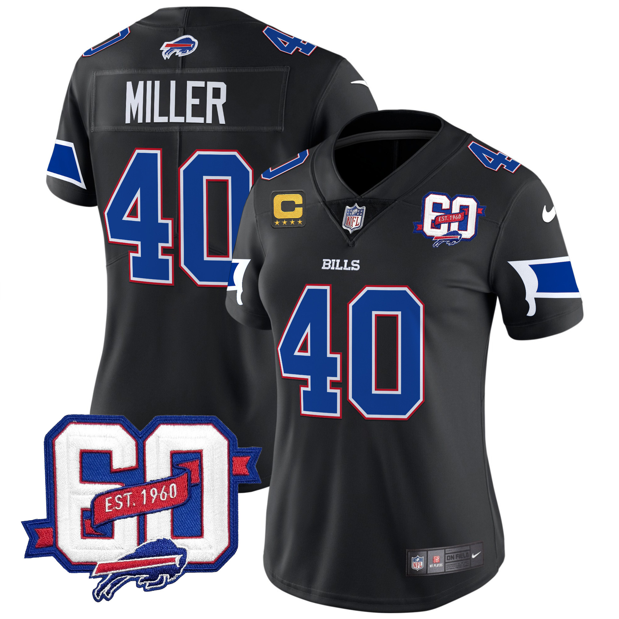 Women's Bills 60th Anniversary Patch Vapor Limited Jersey - All Stitched - Image 22