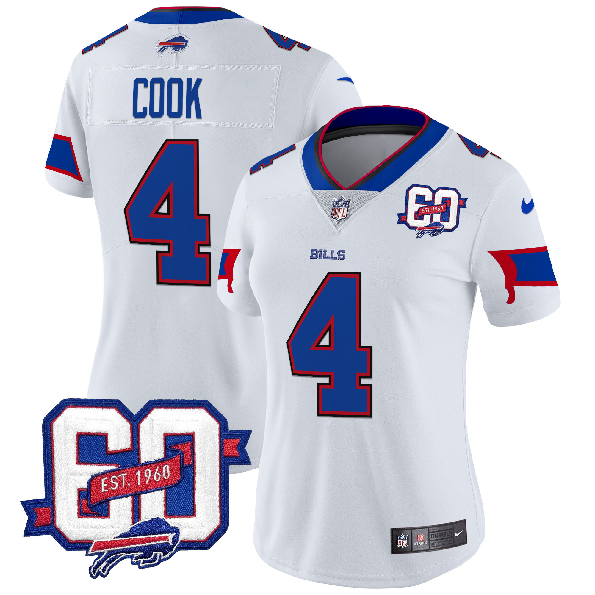 Women's Bills 60th Anniversary Patch Vapor Limited Jersey - All Stitched - Image 14