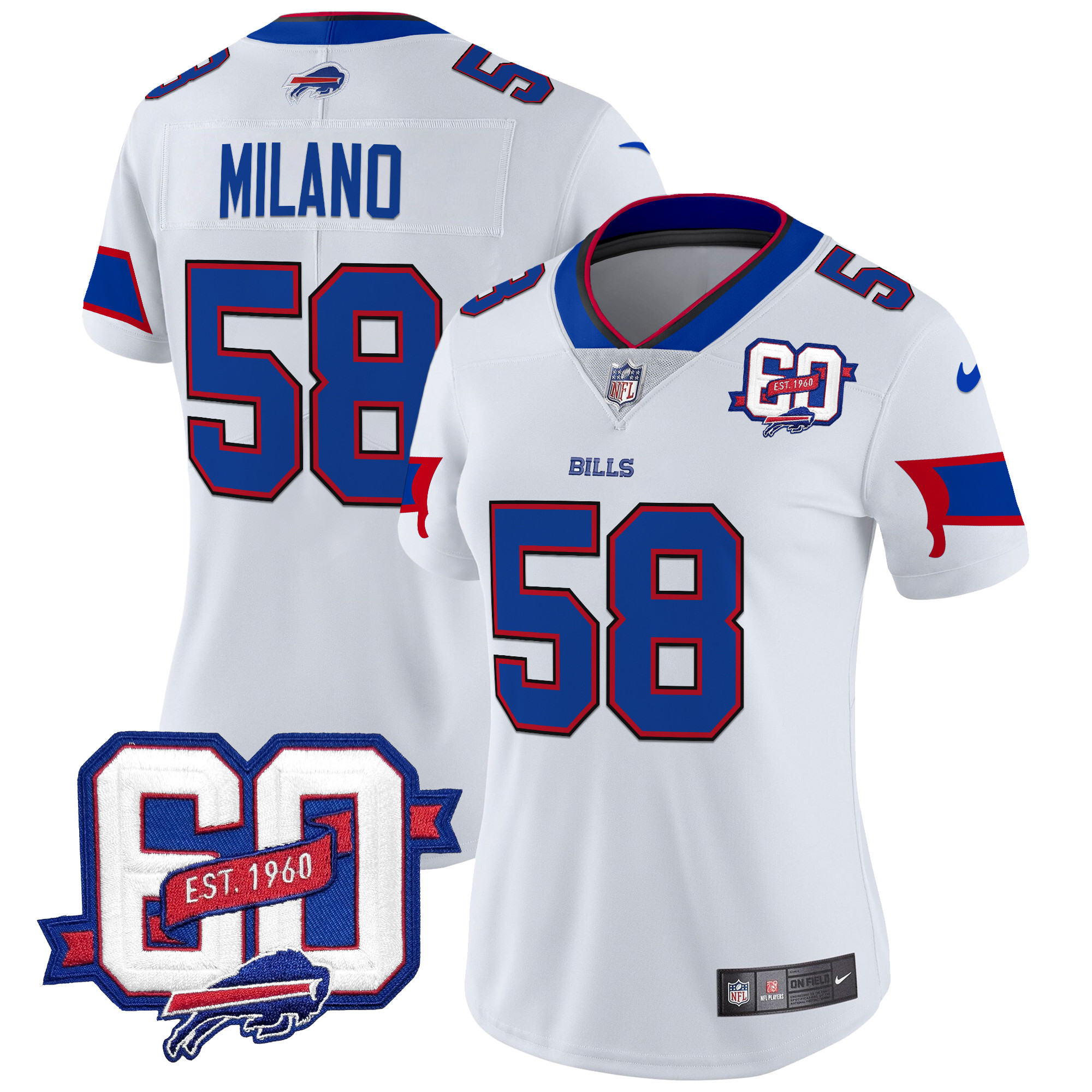 Women's Bills 60th Anniversary Patch Vapor Limited Jersey - All Stitched - Image 17