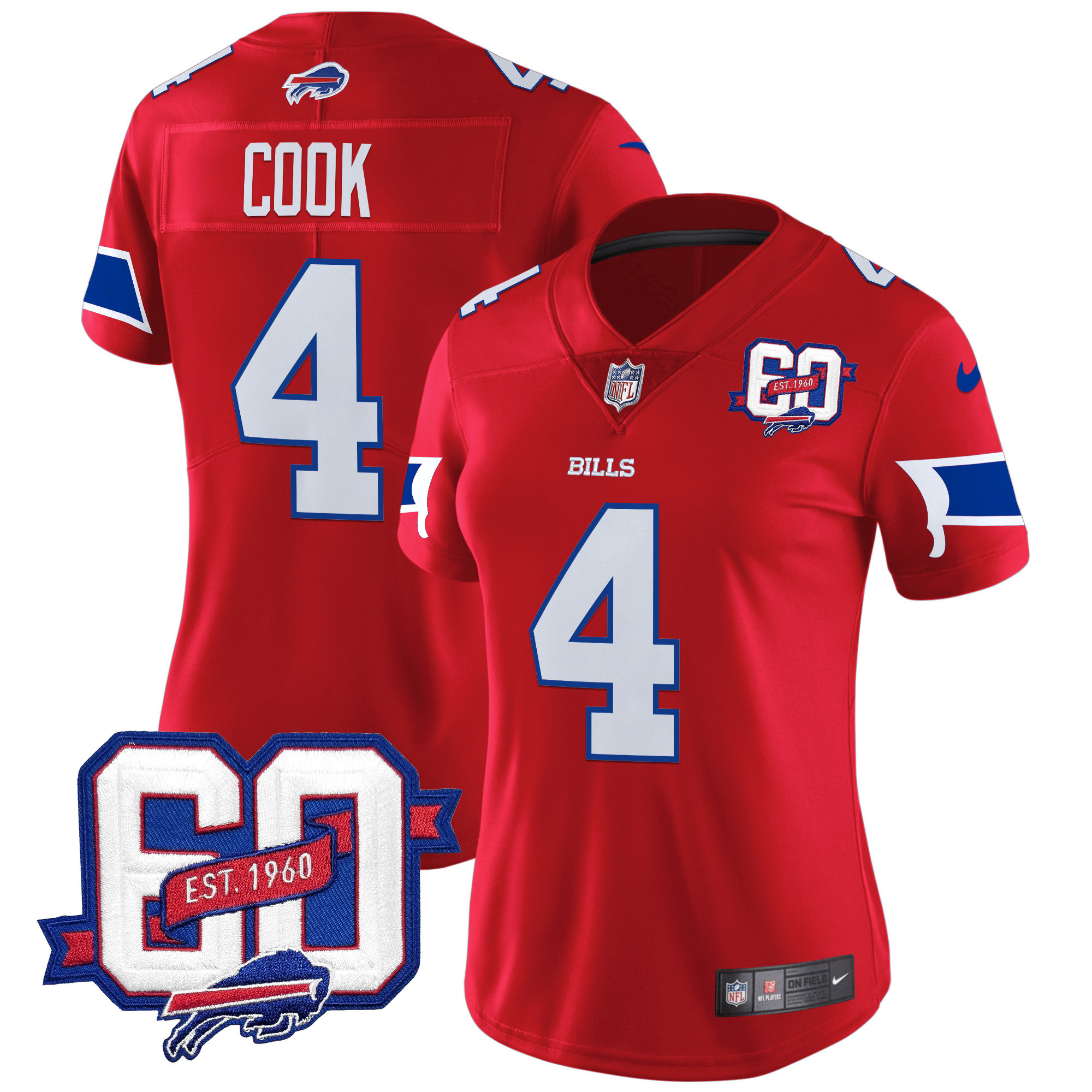 Women's Bills 60th Anniversary Patch Vapor Limited Jersey - All Stitched - Image 8