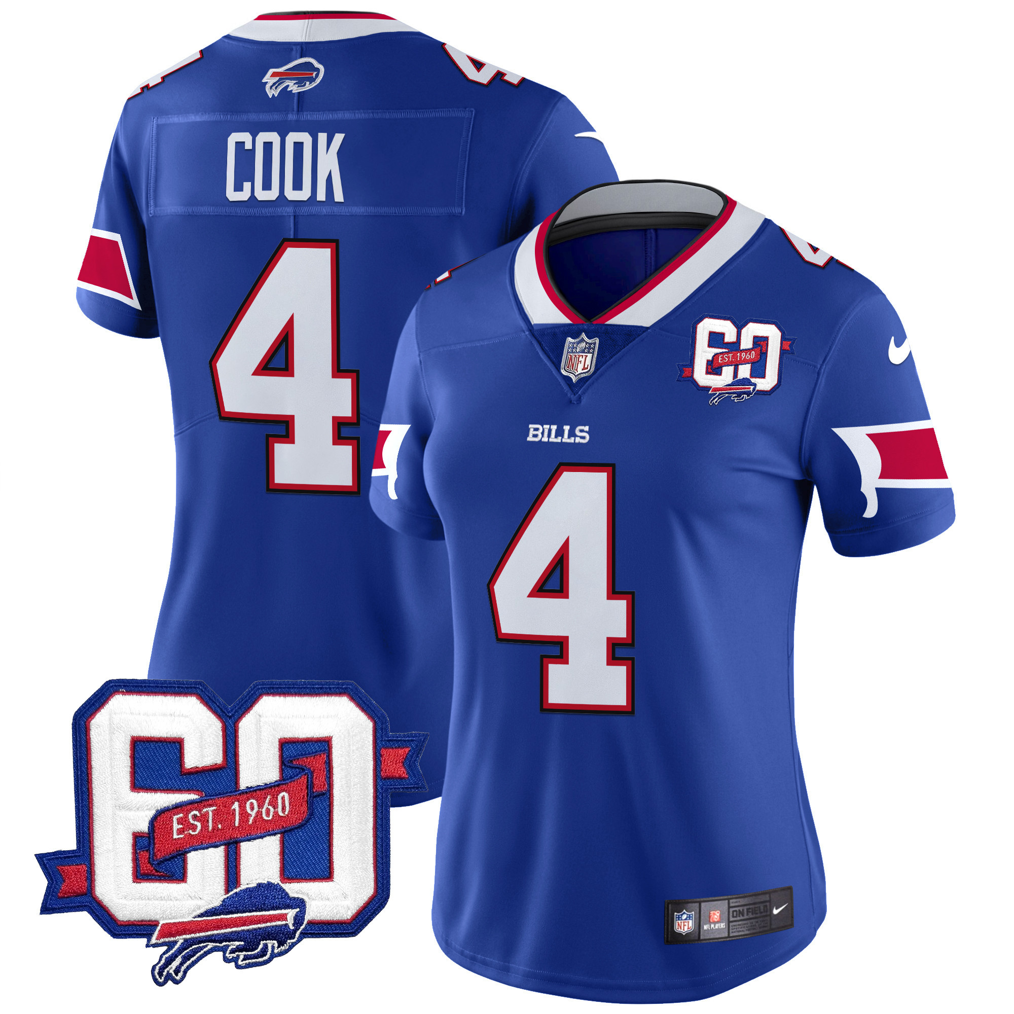 Women's Bills 60th Anniversary Patch Vapor Limited Jersey - All Stitched - Image 2