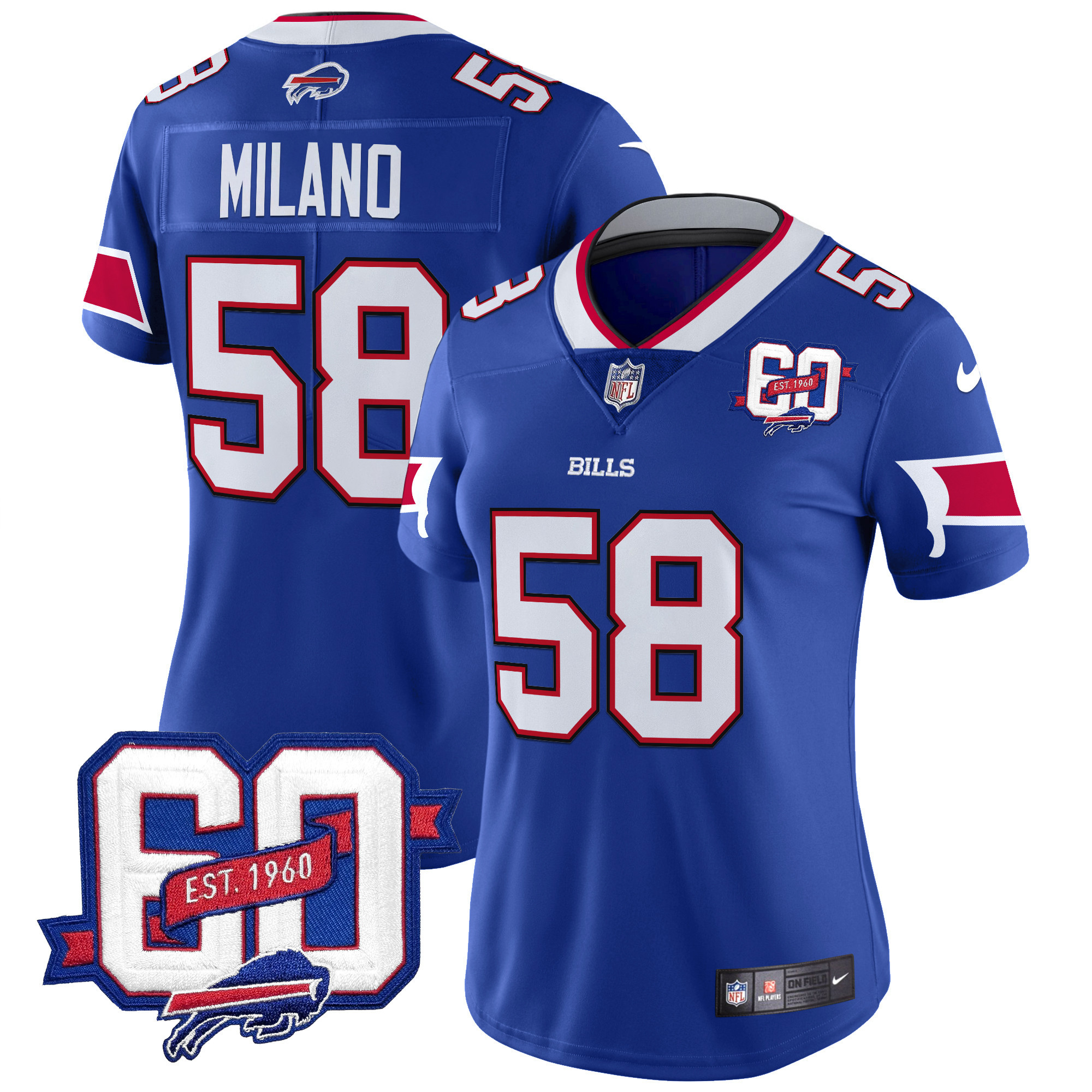 Women's Bills 60th Anniversary Patch Vapor Limited Jersey - All Stitched - Image 5