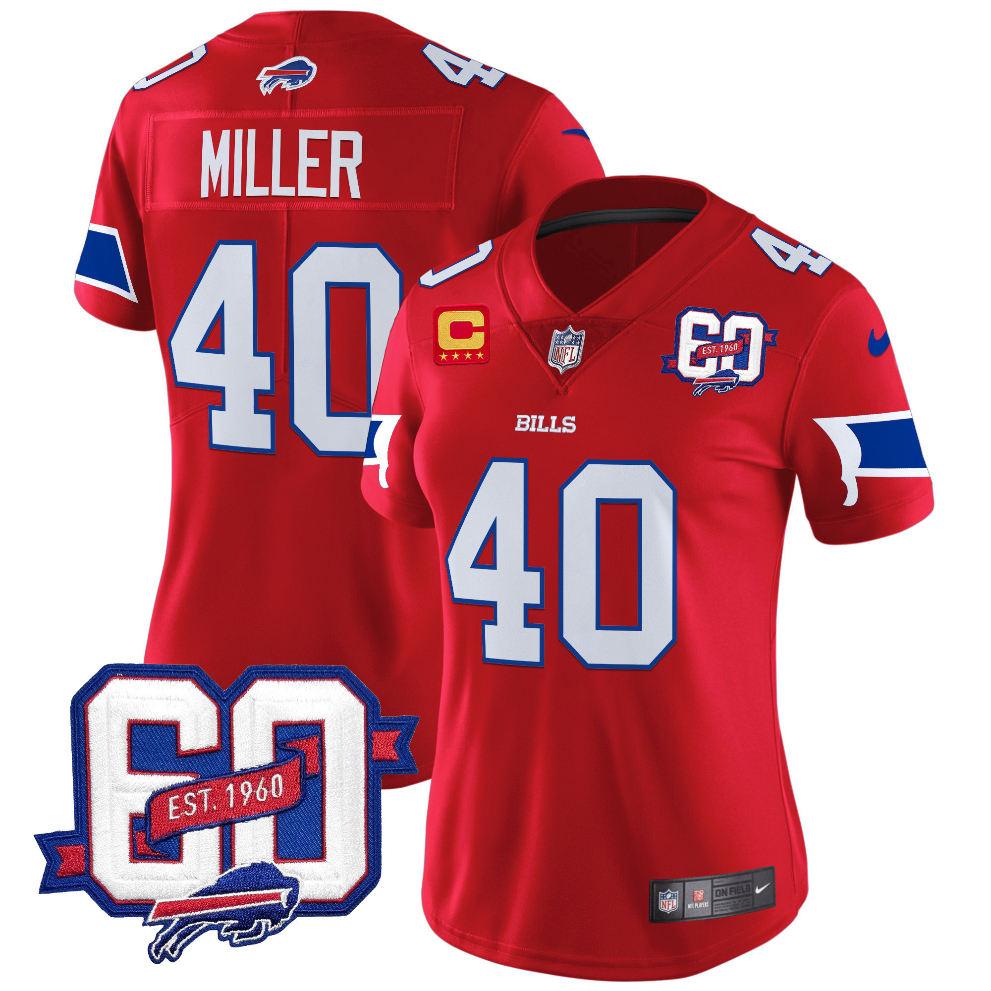 Women's Bills 60th Anniversary Patch Vapor Limited Jersey - All Stitched - Image 10