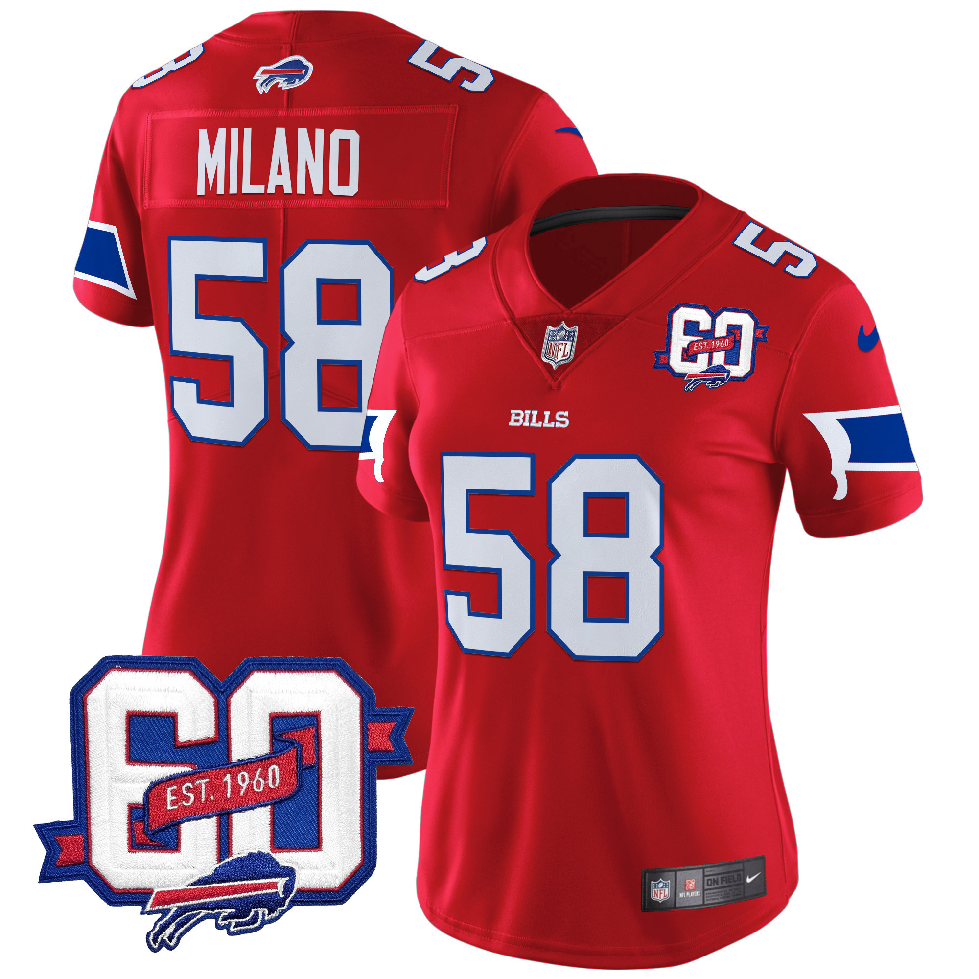 Women's Bills 60th Anniversary Patch Vapor Limited Jersey - All Stitched - Image 11