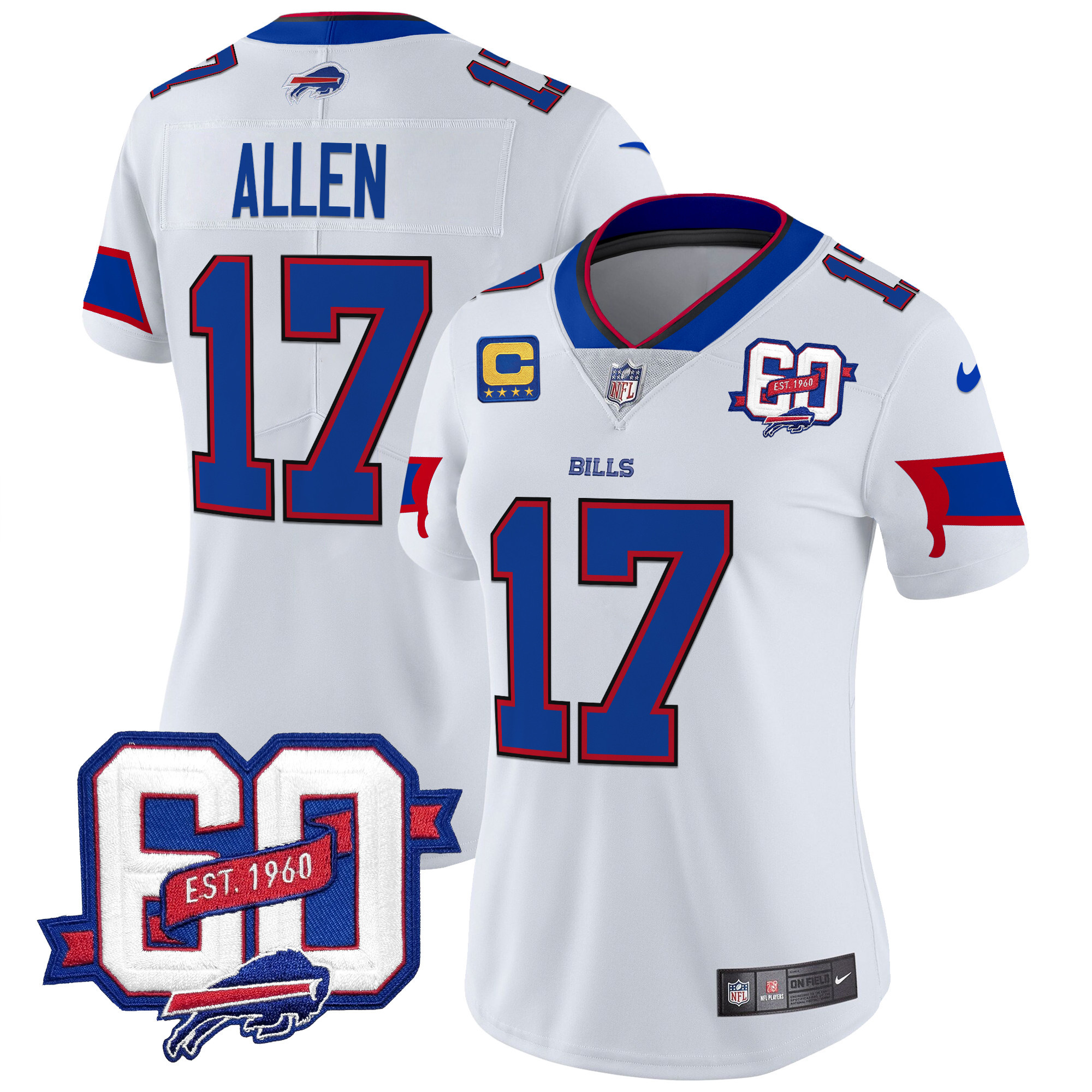 Women's Bills 60th Anniversary Patch Vapor Limited Jersey - All Stitched - Image 13