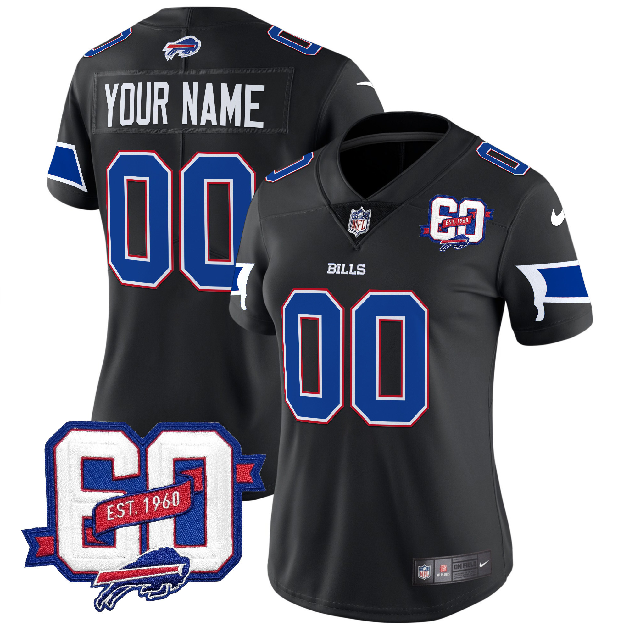 Bills 60th Anniversary Patch Vapor Limited Custom Jersey - All Stitched - Image 8