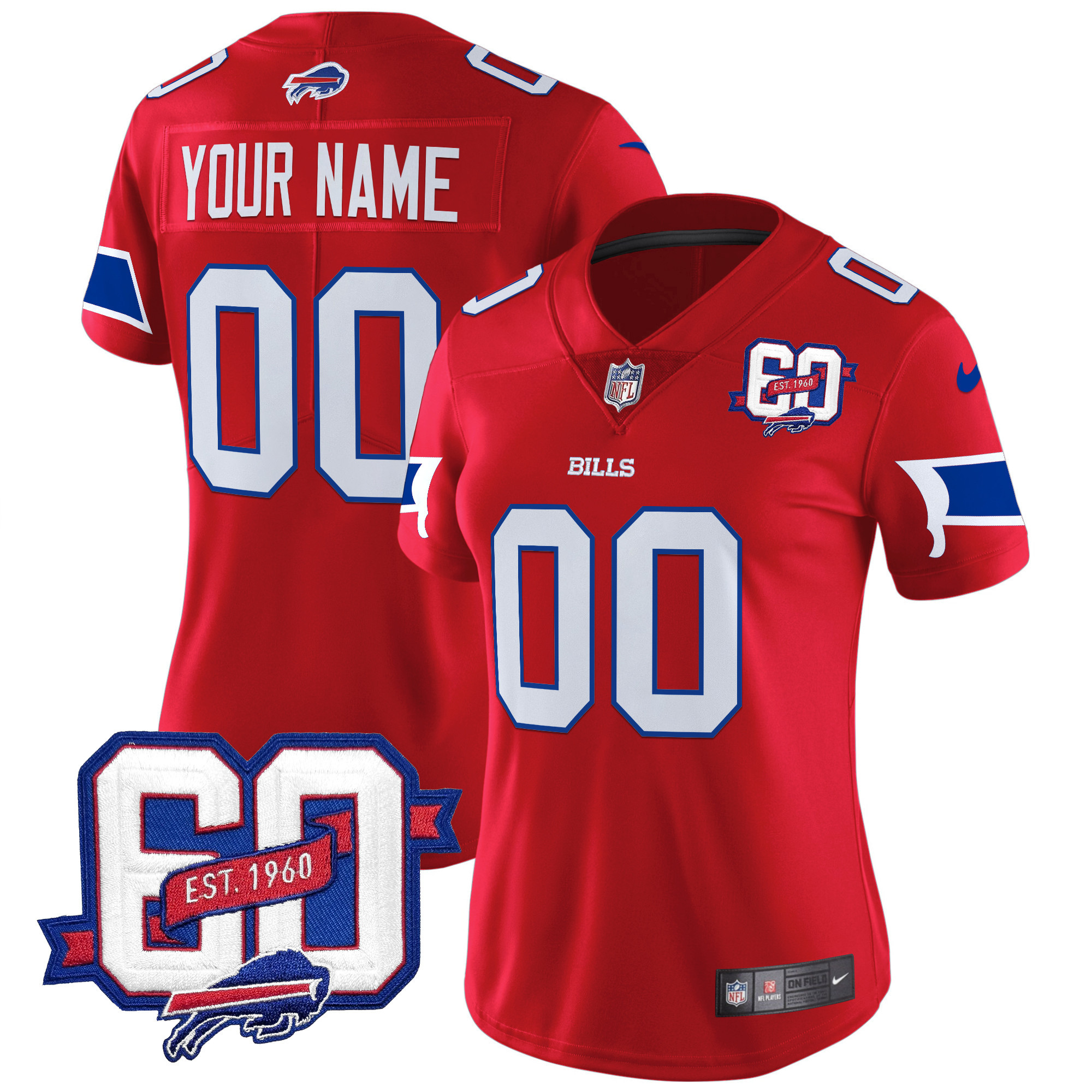 Bills 60th Anniversary Patch Vapor Limited Custom Jersey - All Stitched - Image 6