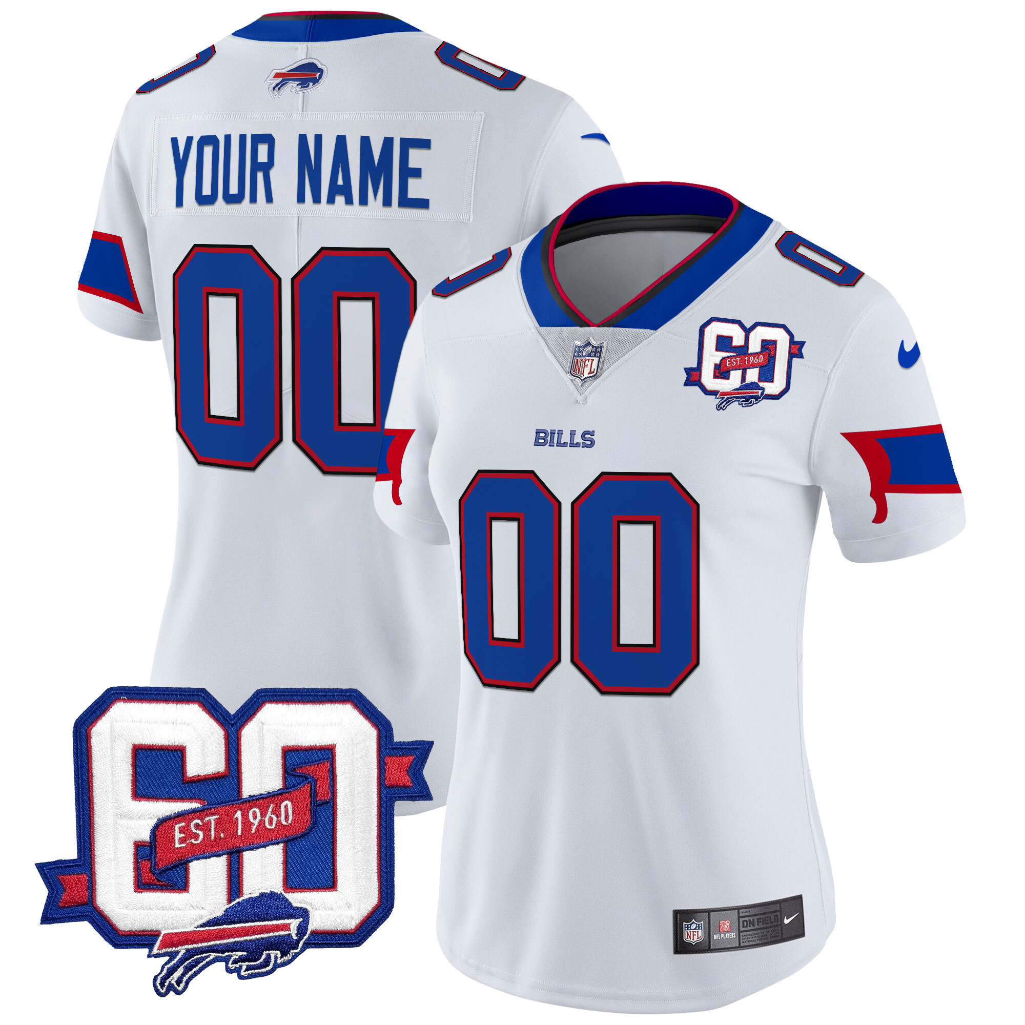 Bills 60th Anniversary Patch Vapor Limited Custom Jersey - All Stitched - Image 7