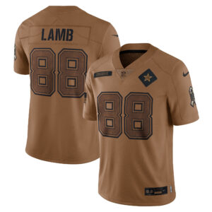 CeeDee Lamb Dallas Cowboys Salute To Service Brown Jersey - All Stitched