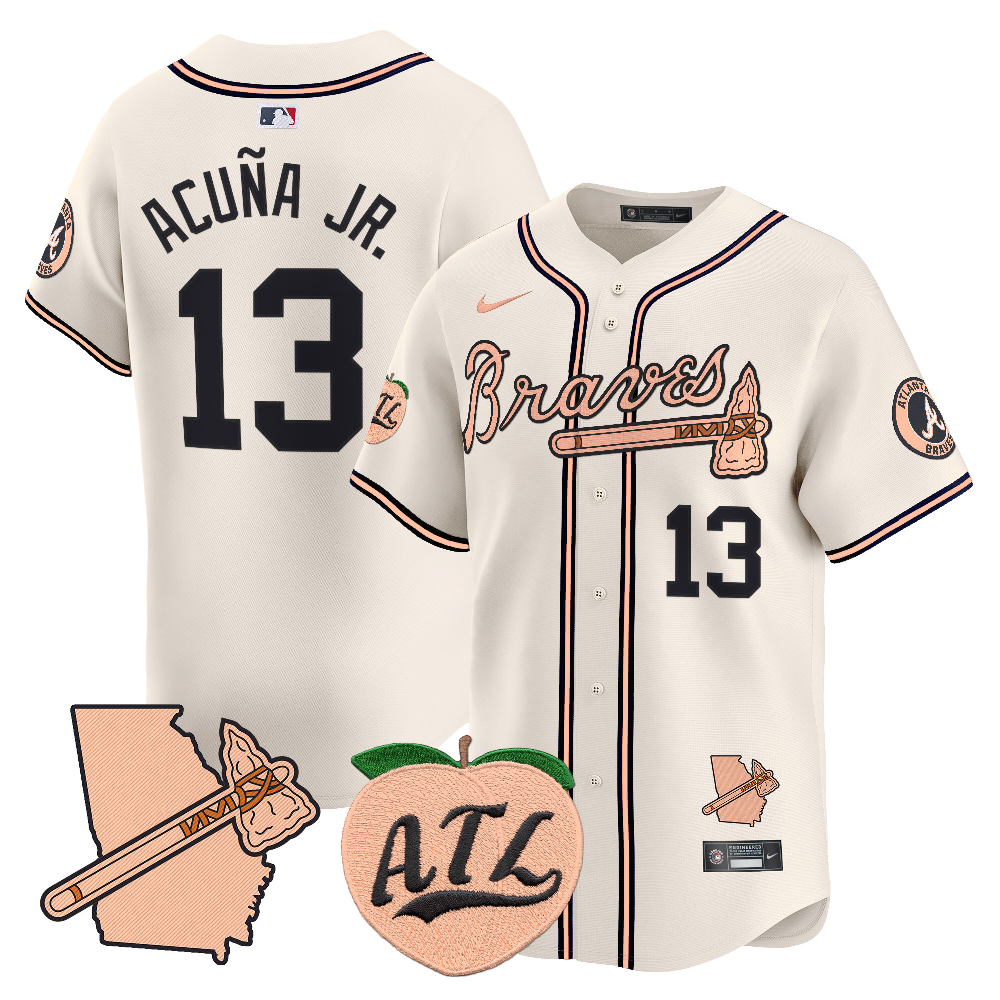 Men's Atlanta Braves Peach Vapor Premier Limited Jersey - All Stitched