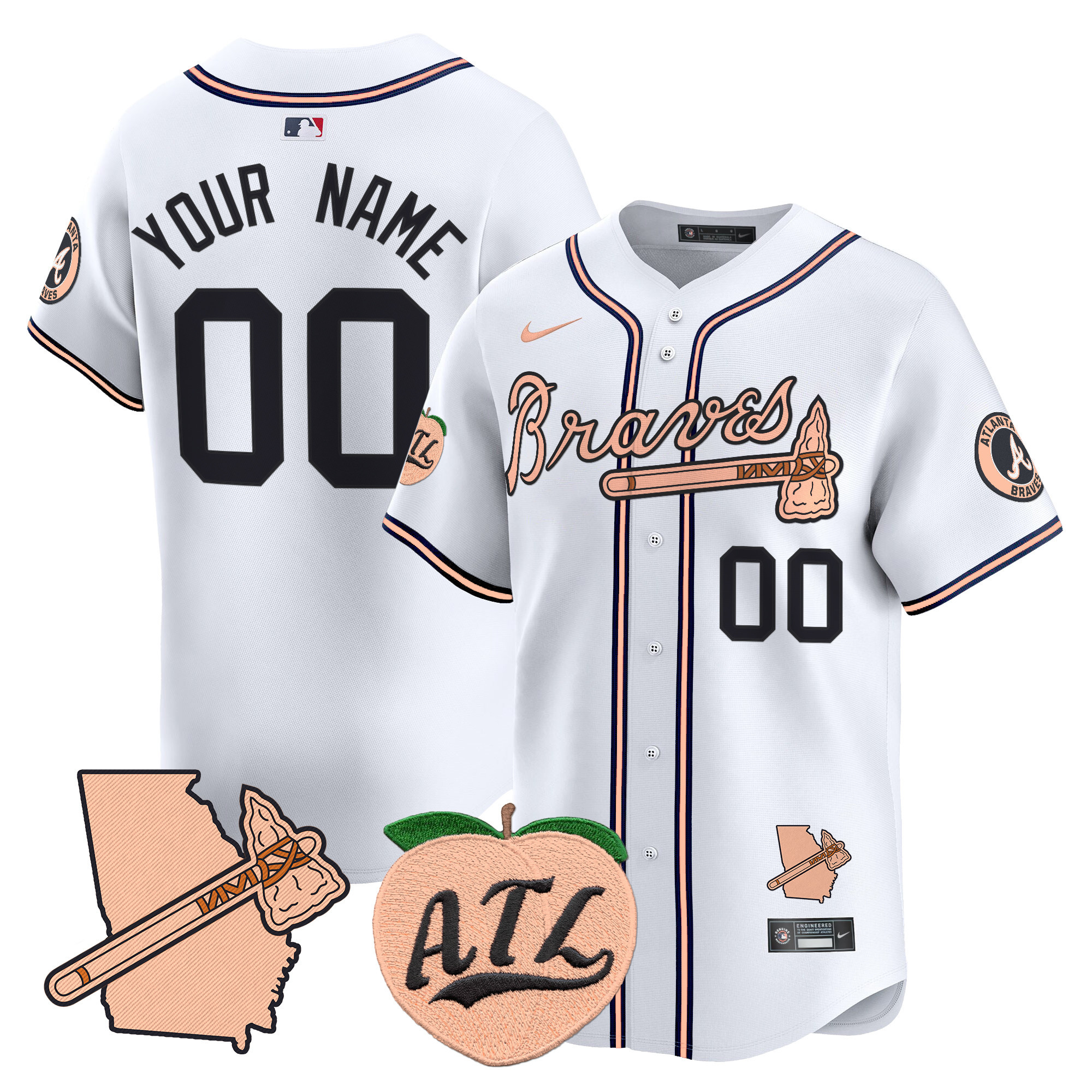 Atlanta Braves Peach Vapor Premier Limited Custom Jersey - All Stitched - Image 3