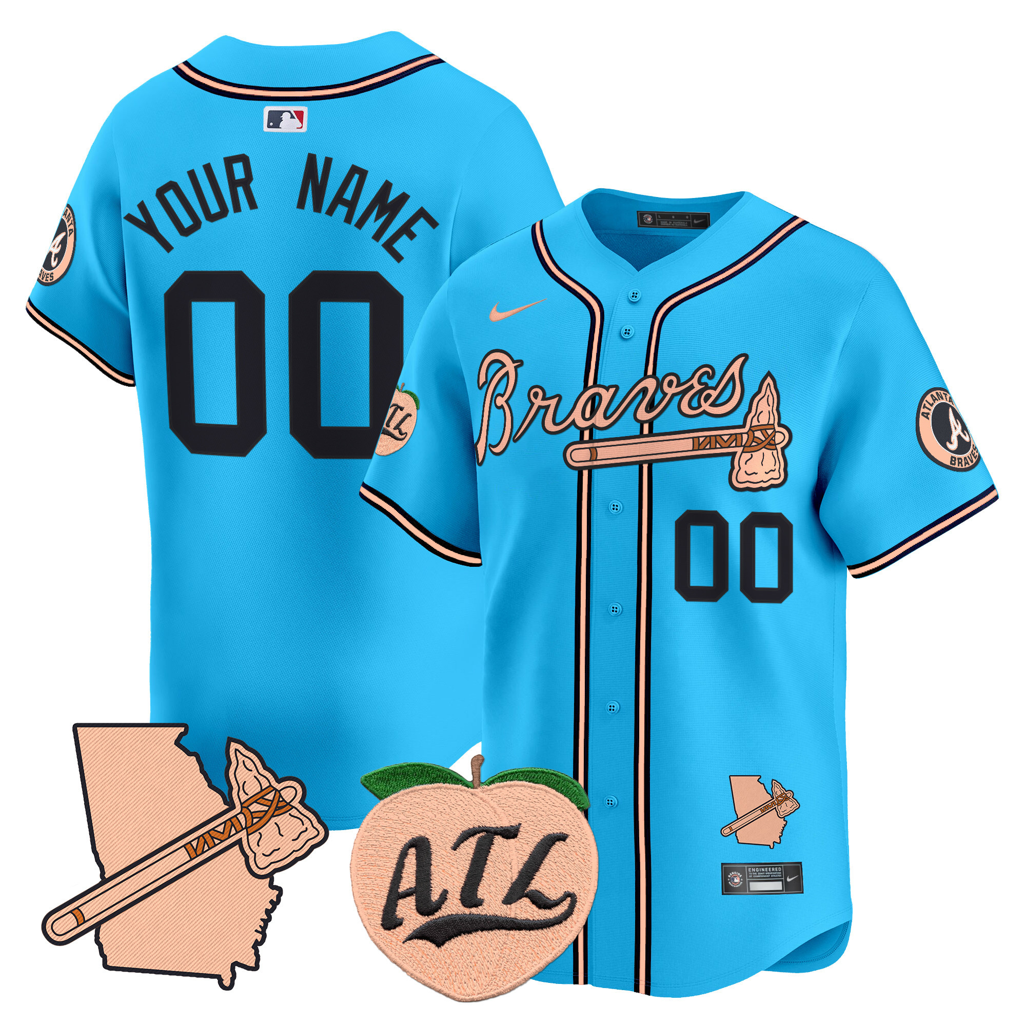 Atlanta Braves Peach Vapor Premier Limited Custom Jersey - All Stitched - Image 5