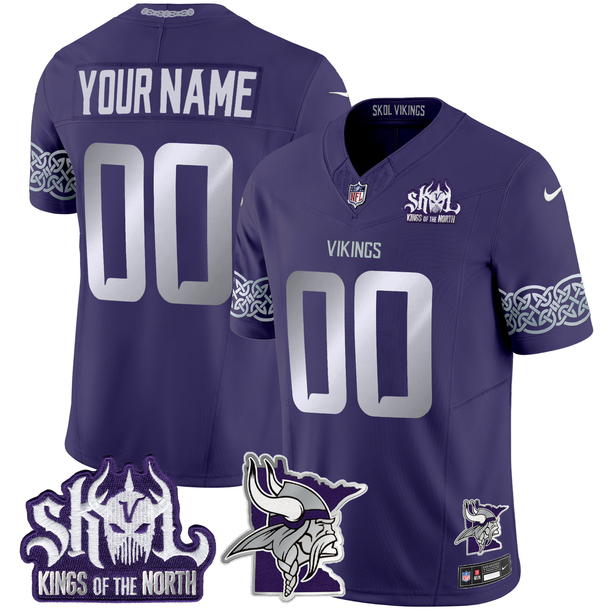 Minnesota Vikings 2024 Winter Warrior Skol Patch Vapor Limited Custom Jersey V2 - All Stitched - Image 2