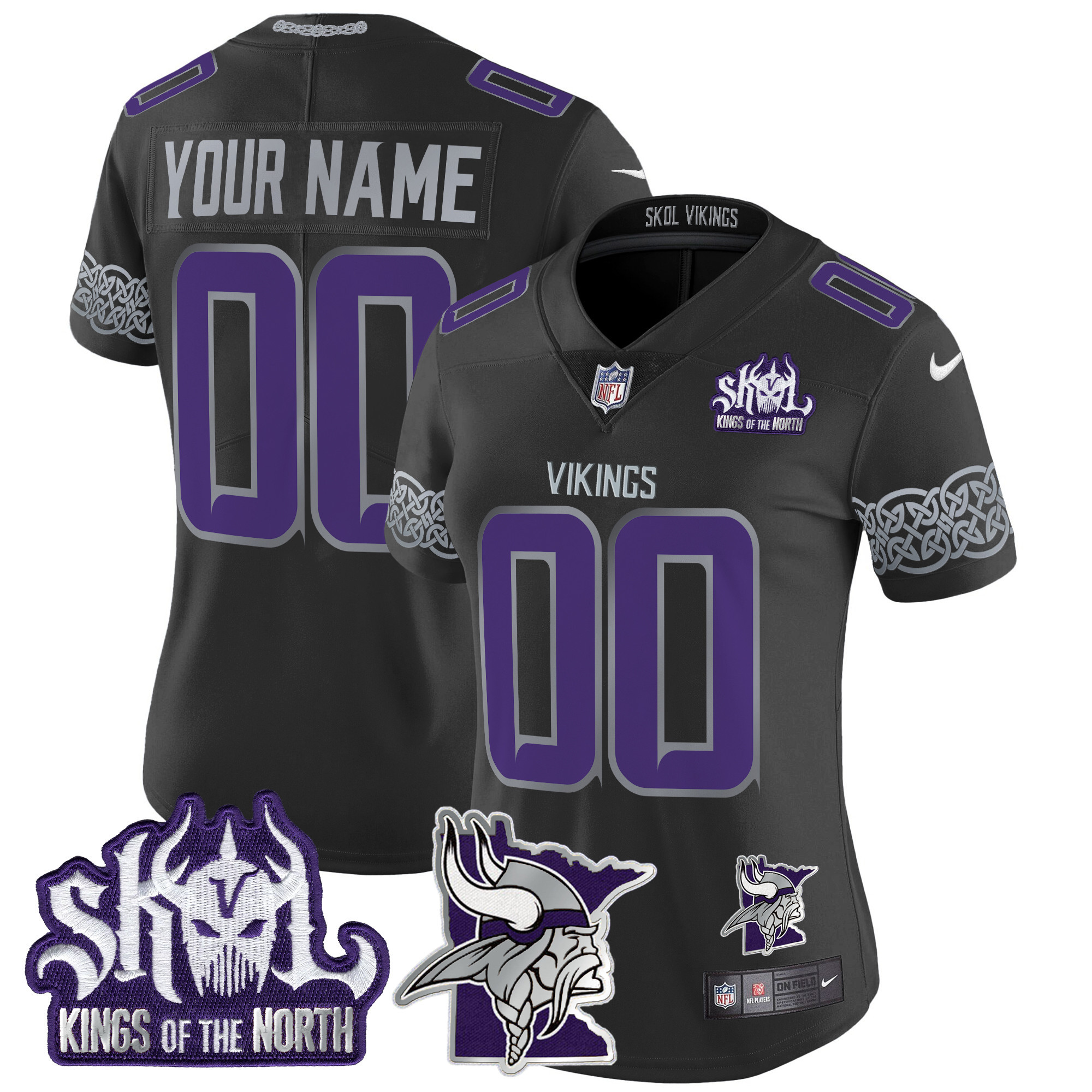 Minnesota Vikings 2024 Winter Warrior Skol Patch Vapor Limited Custom Jersey V2 - All Stitched - Image 6