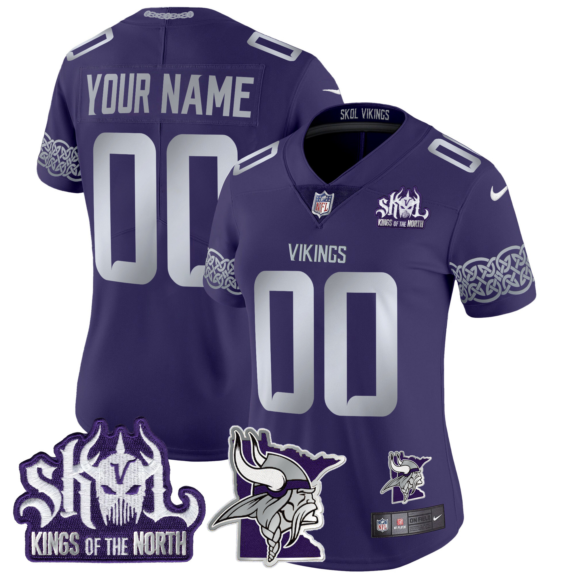 Minnesota Vikings 2024 Winter Warrior Skol Patch Vapor Limited Custom Jersey V2 - All Stitched - Image 5