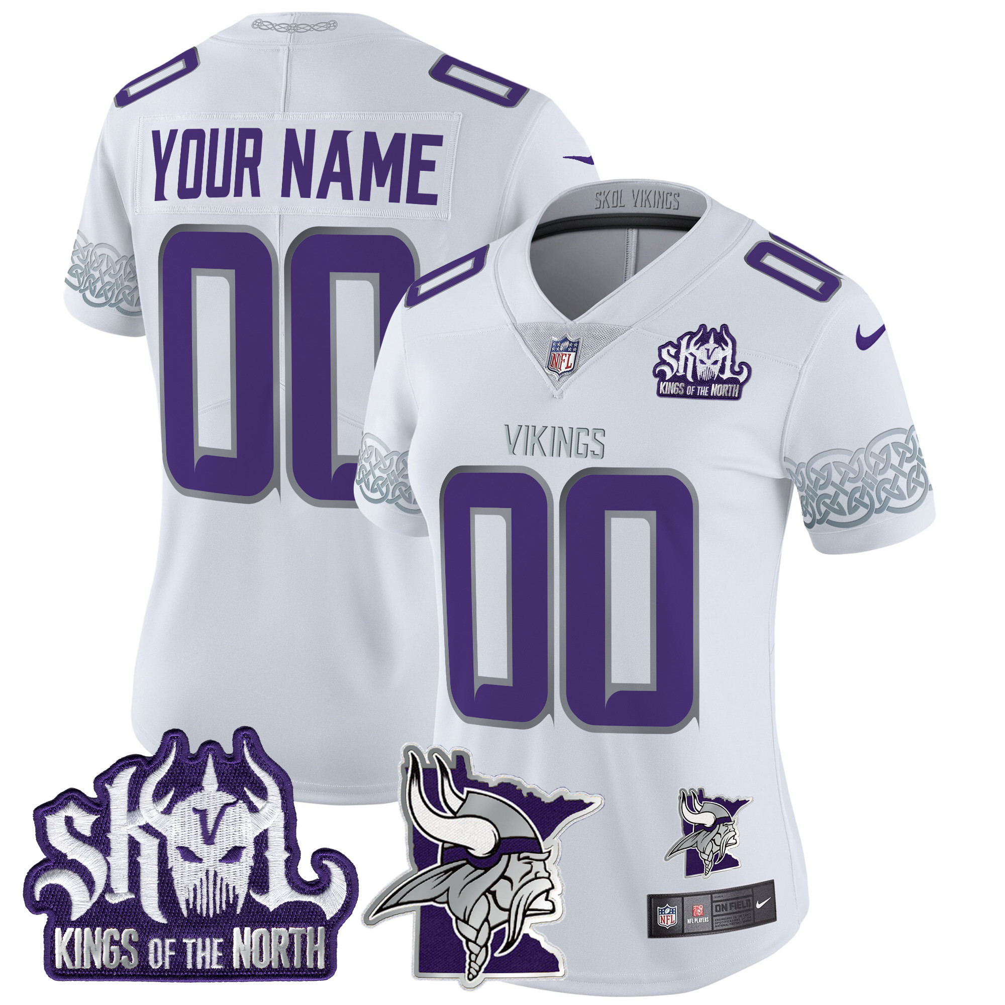 Minnesota Vikings 2024 Winter Warrior Skol Patch Vapor Limited Custom Jersey V2 - All Stitched - Image 4