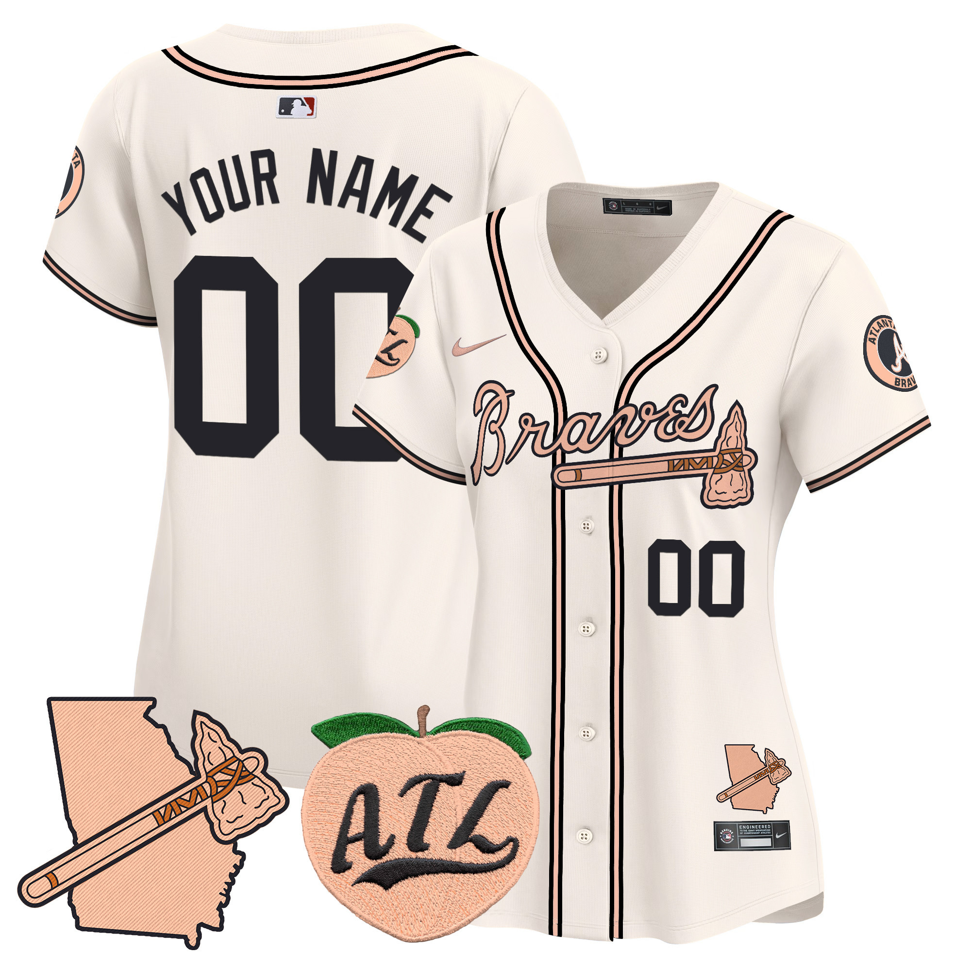 Atlanta Braves Peach Vapor Premier Limited Custom Jersey - All Stitched - Image 6