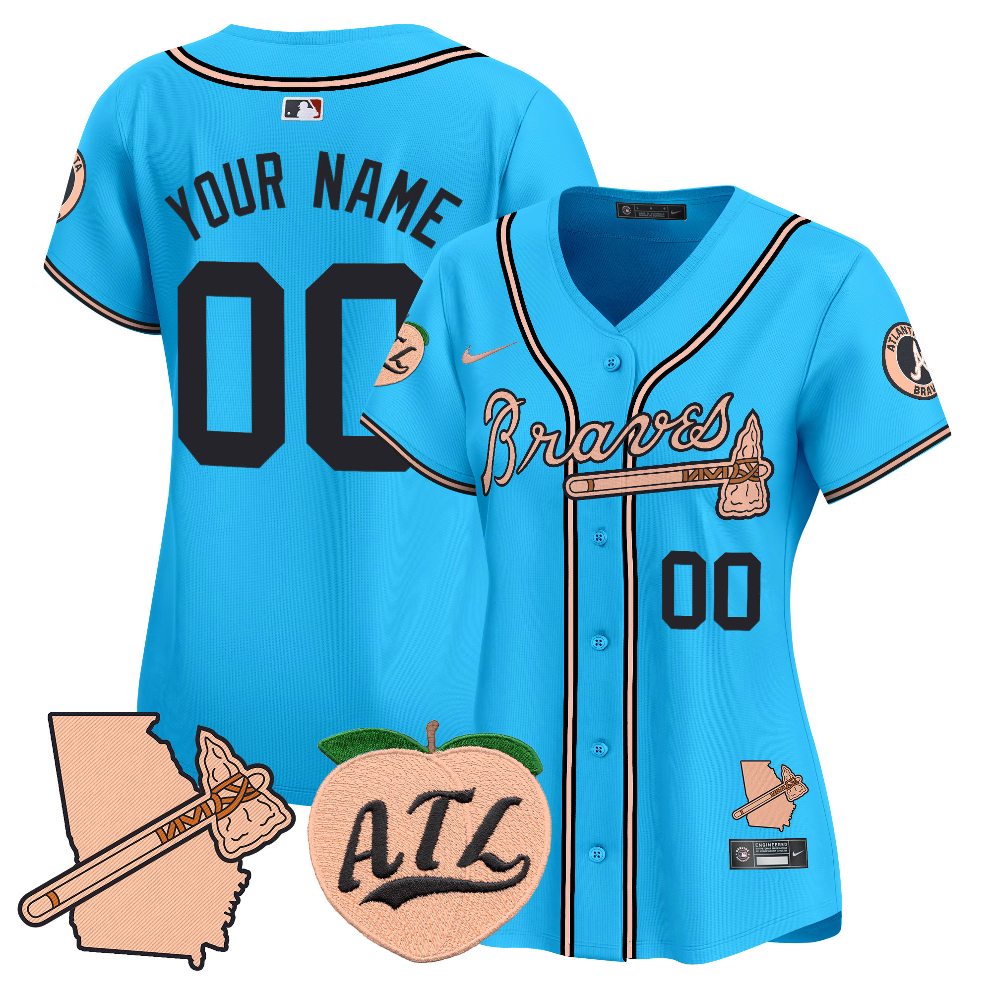 Atlanta Braves Peach Vapor Premier Limited Custom Jersey - All Stitched - Image 10